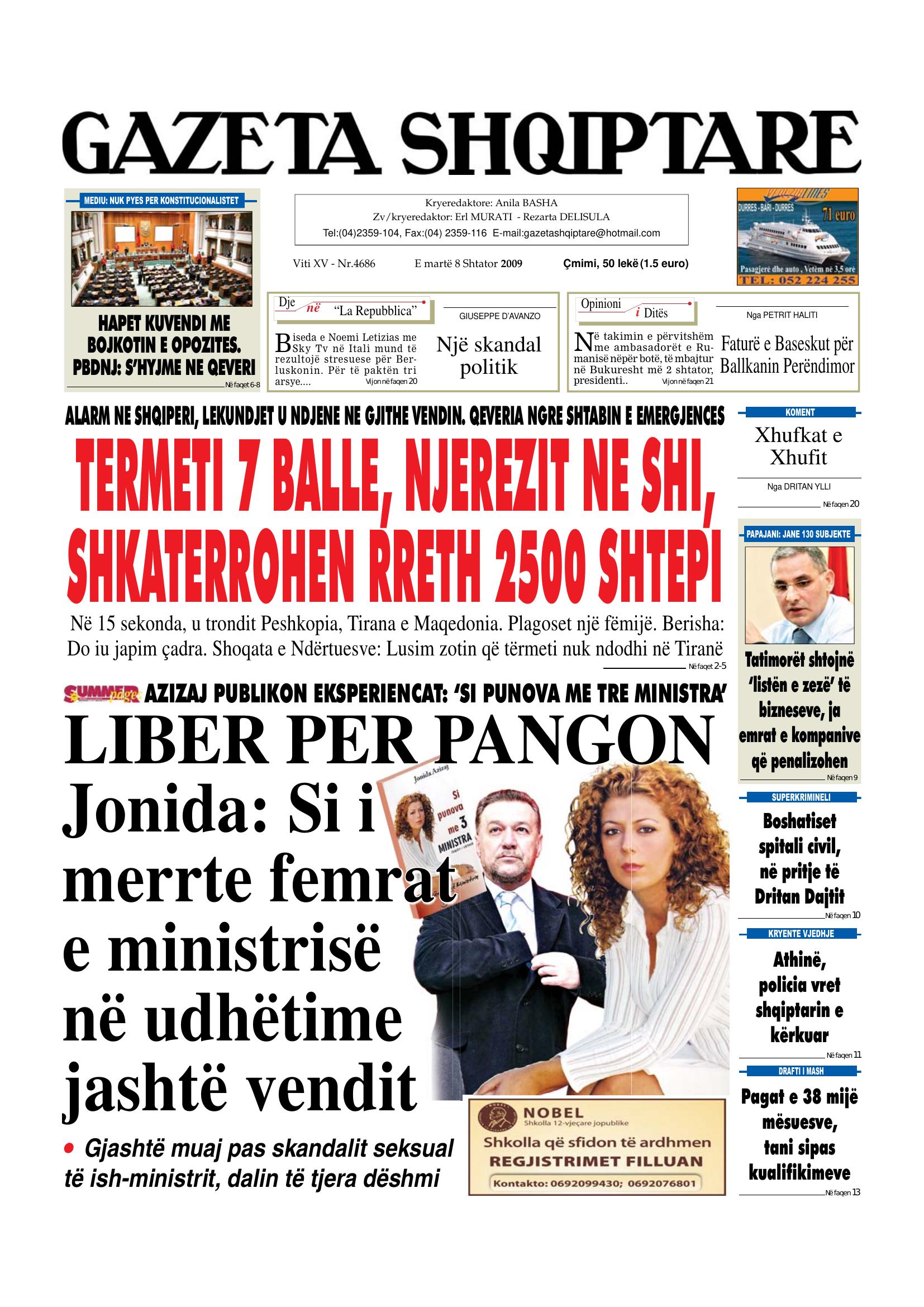 Gazeta Shqiptare 2009-09-08
