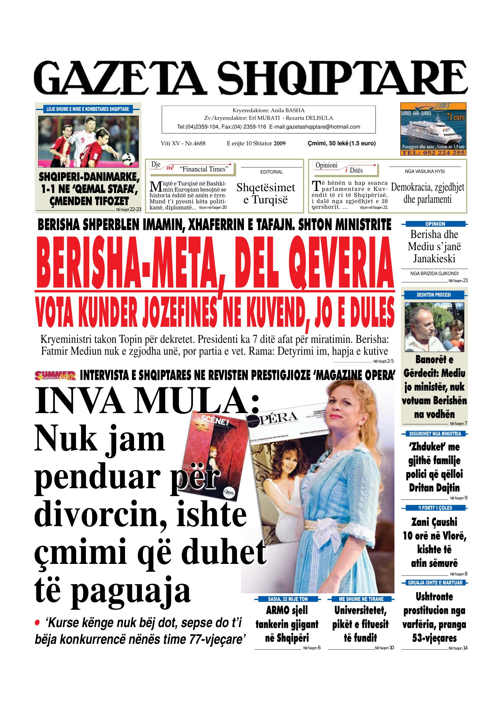 Gazeta Shqiptare 2009-09-10
