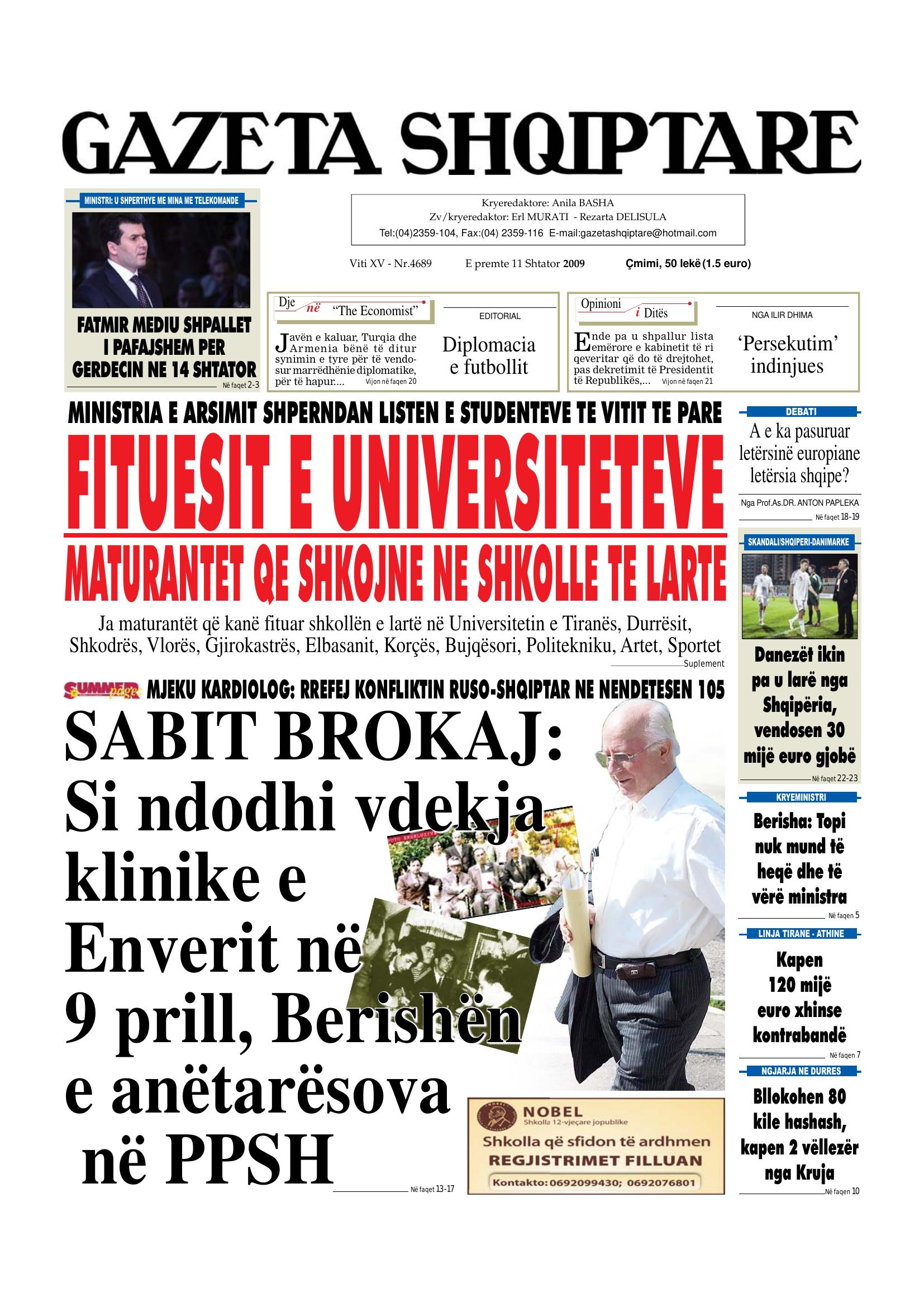 Gazeta Shqiptare 2009-09-11