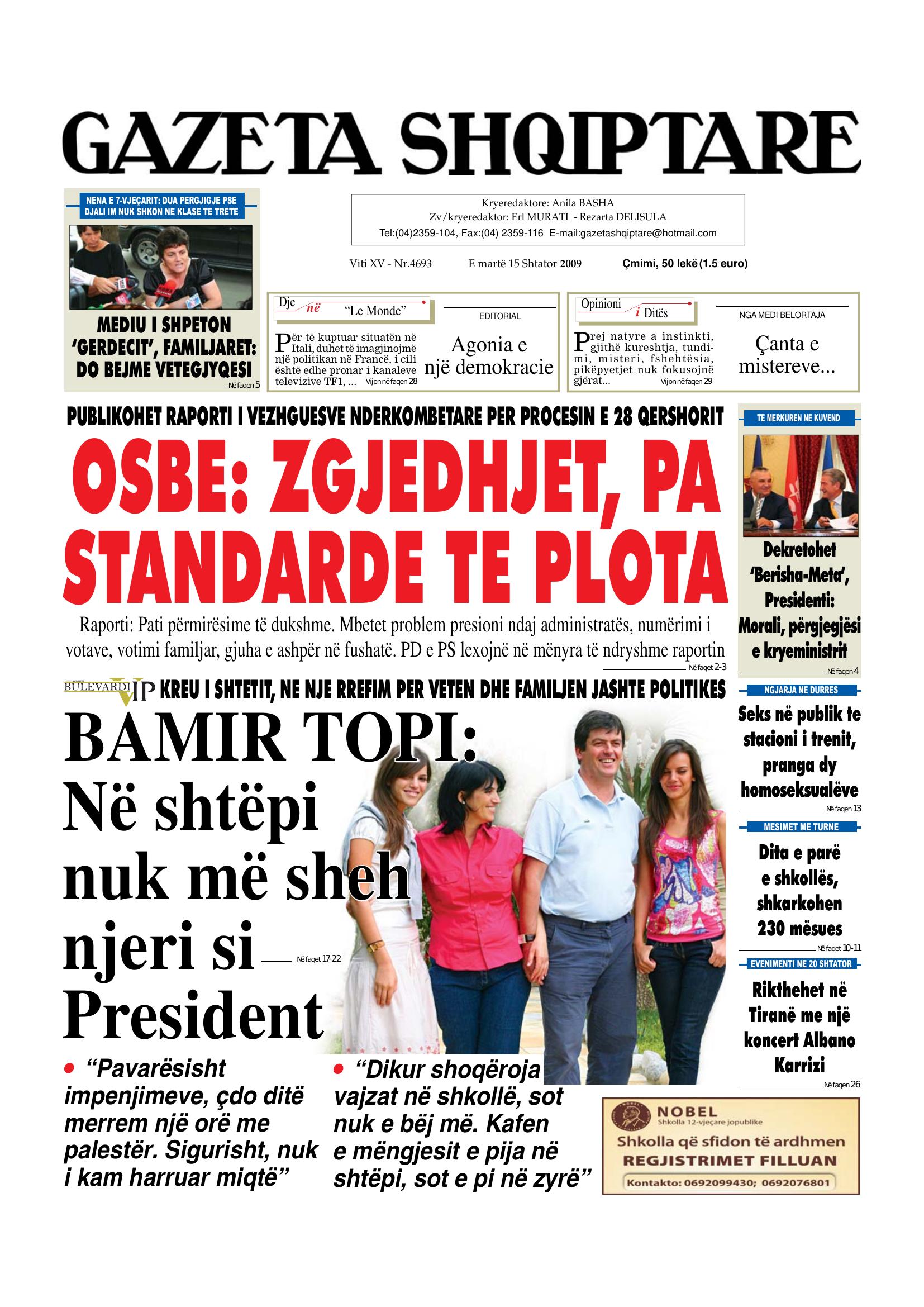 Gazeta Shqiptare 2009-09-15