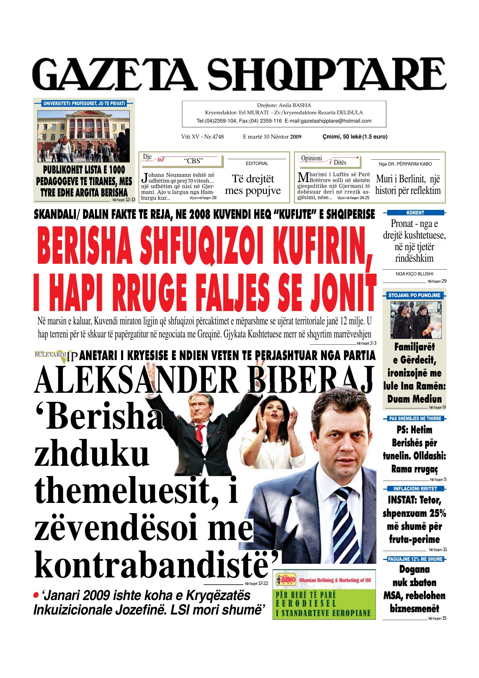 Gazeta Shqiptare 2009-11-10