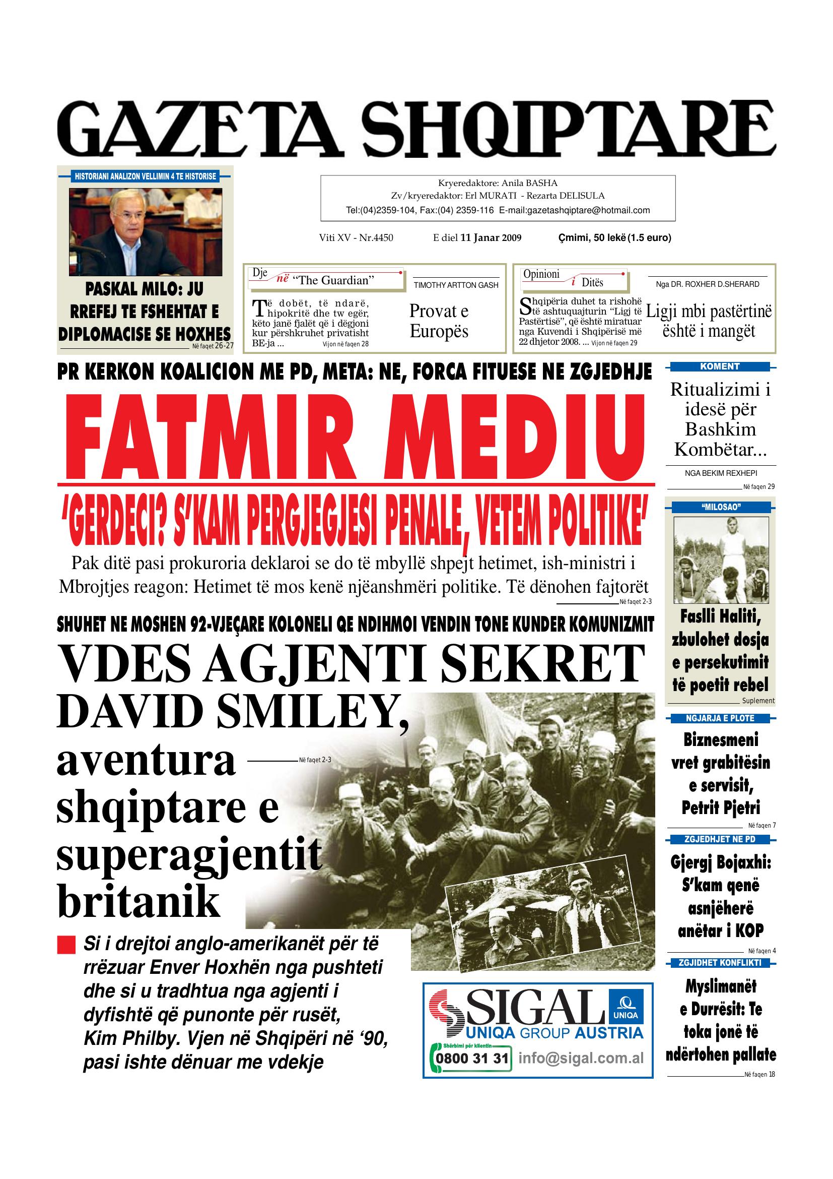 Gazeta Shqiptare 2009-01-11