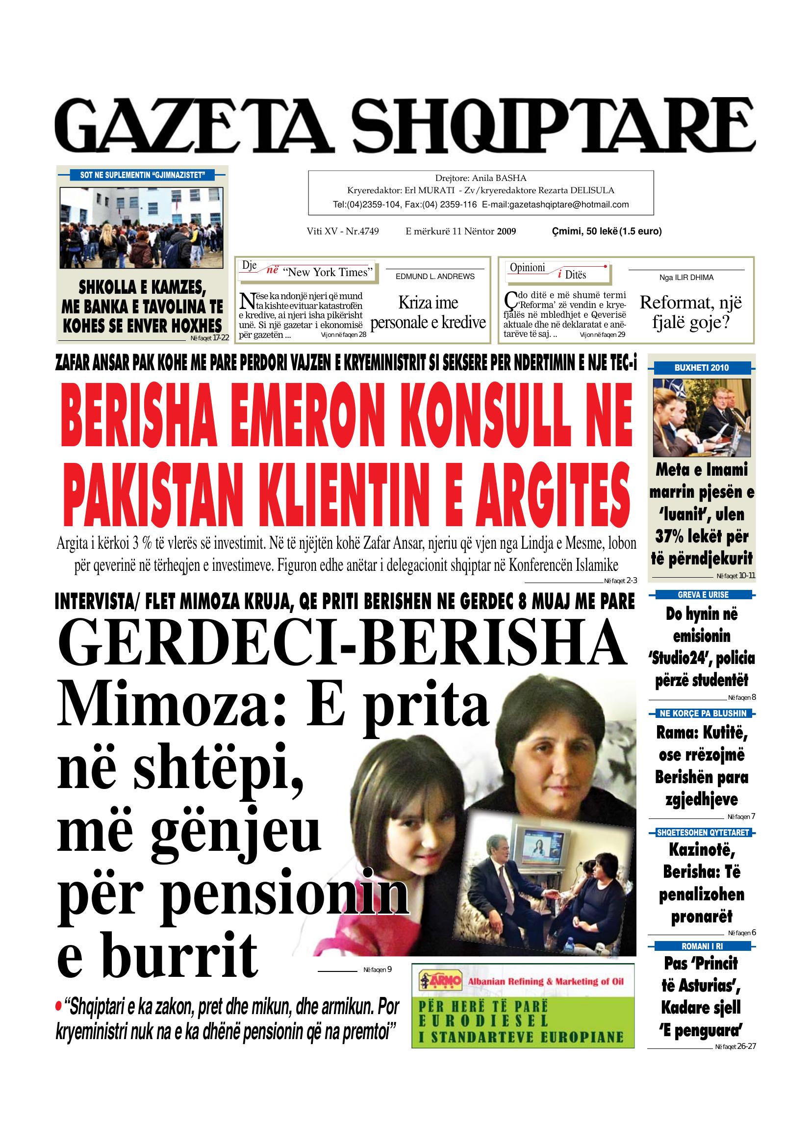 Gazeta Shqiptare 2009-11-11