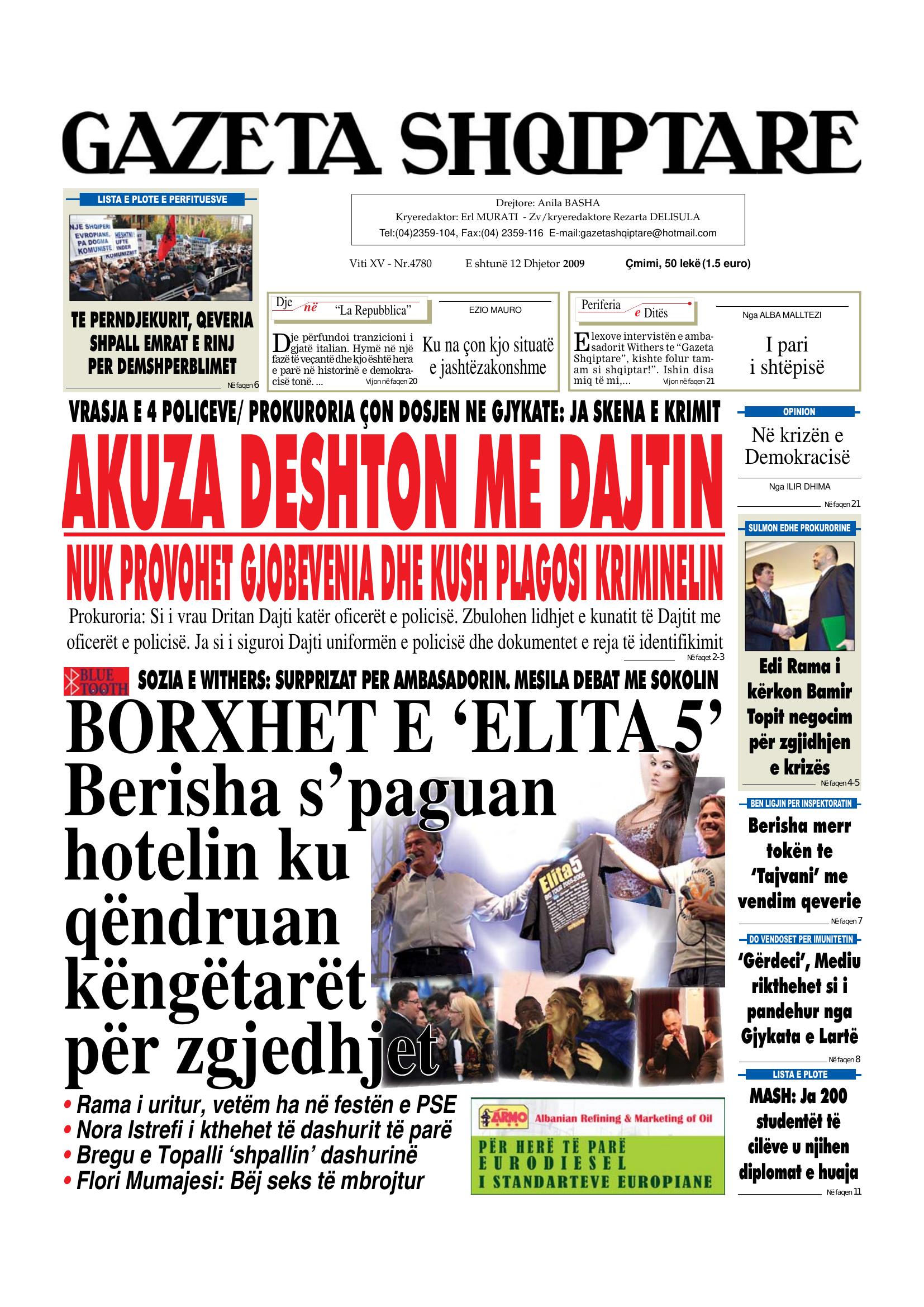Gazeta Shqiptare 2009-12-12