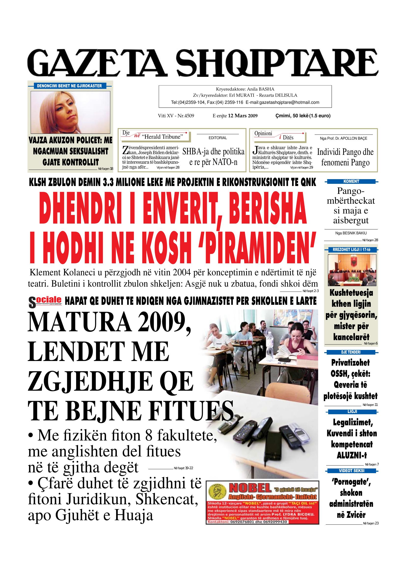 Gazeta Shqiptare 2009-03-12