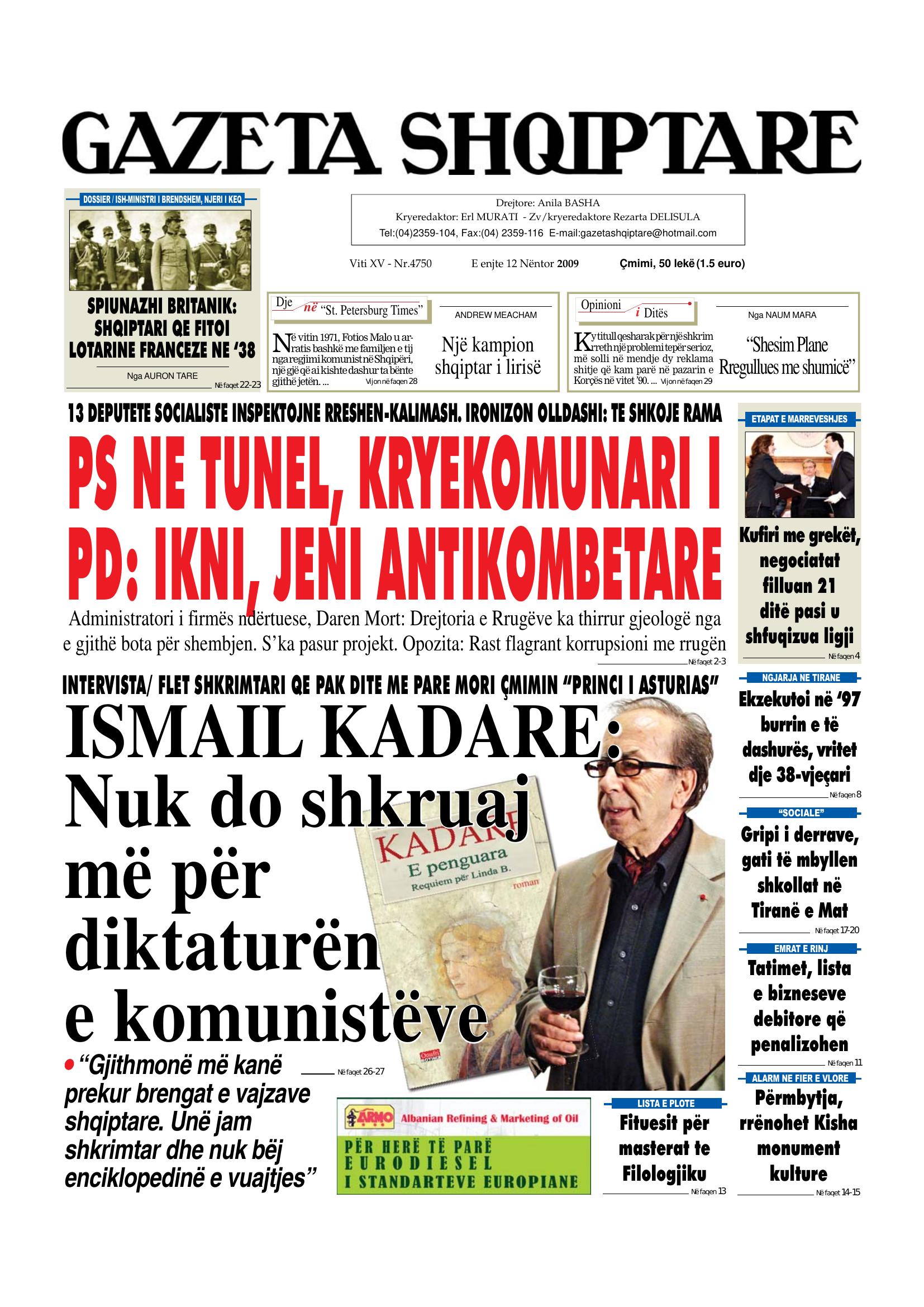 Gazeta Shqiptare 2009-11-12