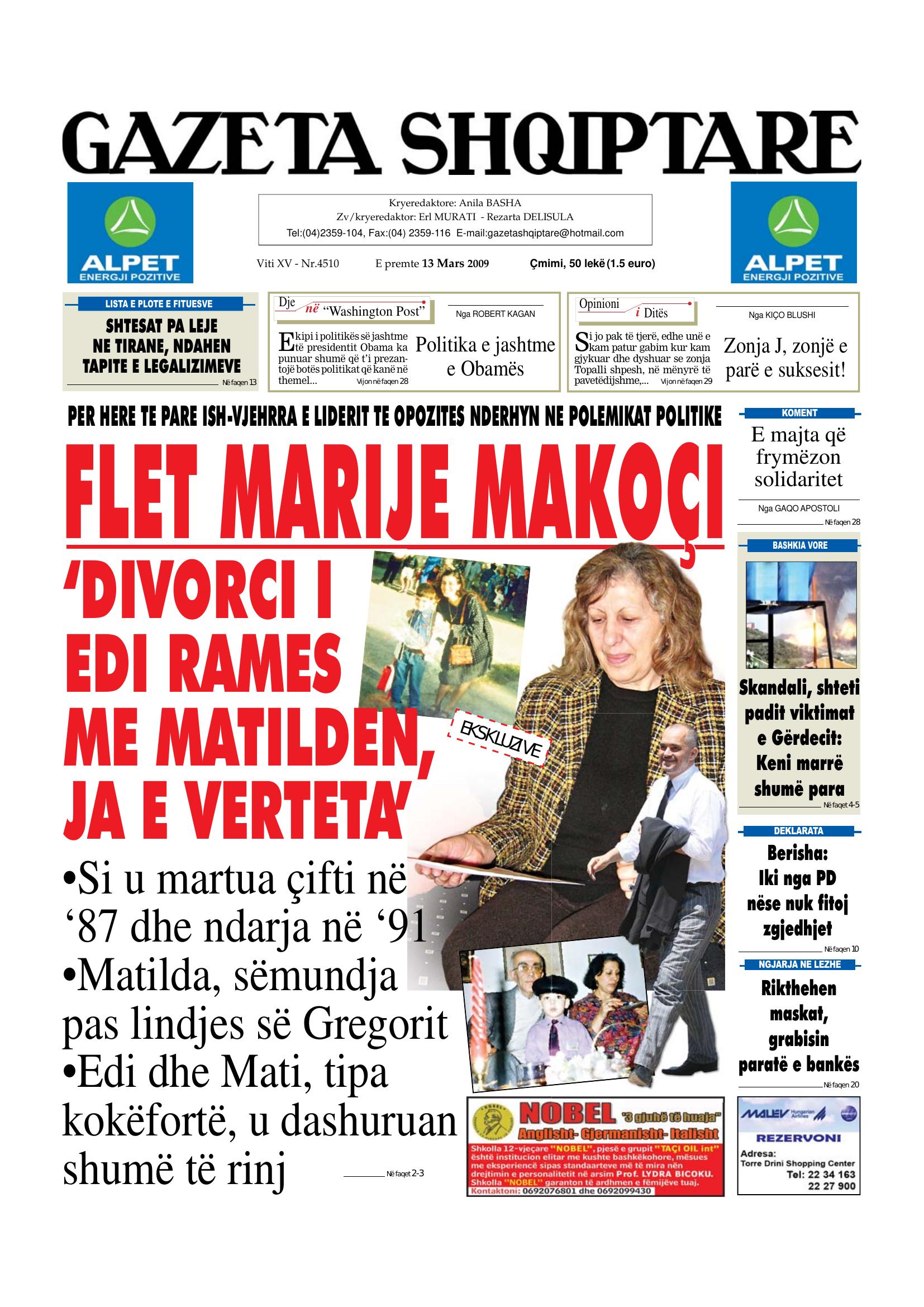 Gazeta Shqiptare 2009-03-13