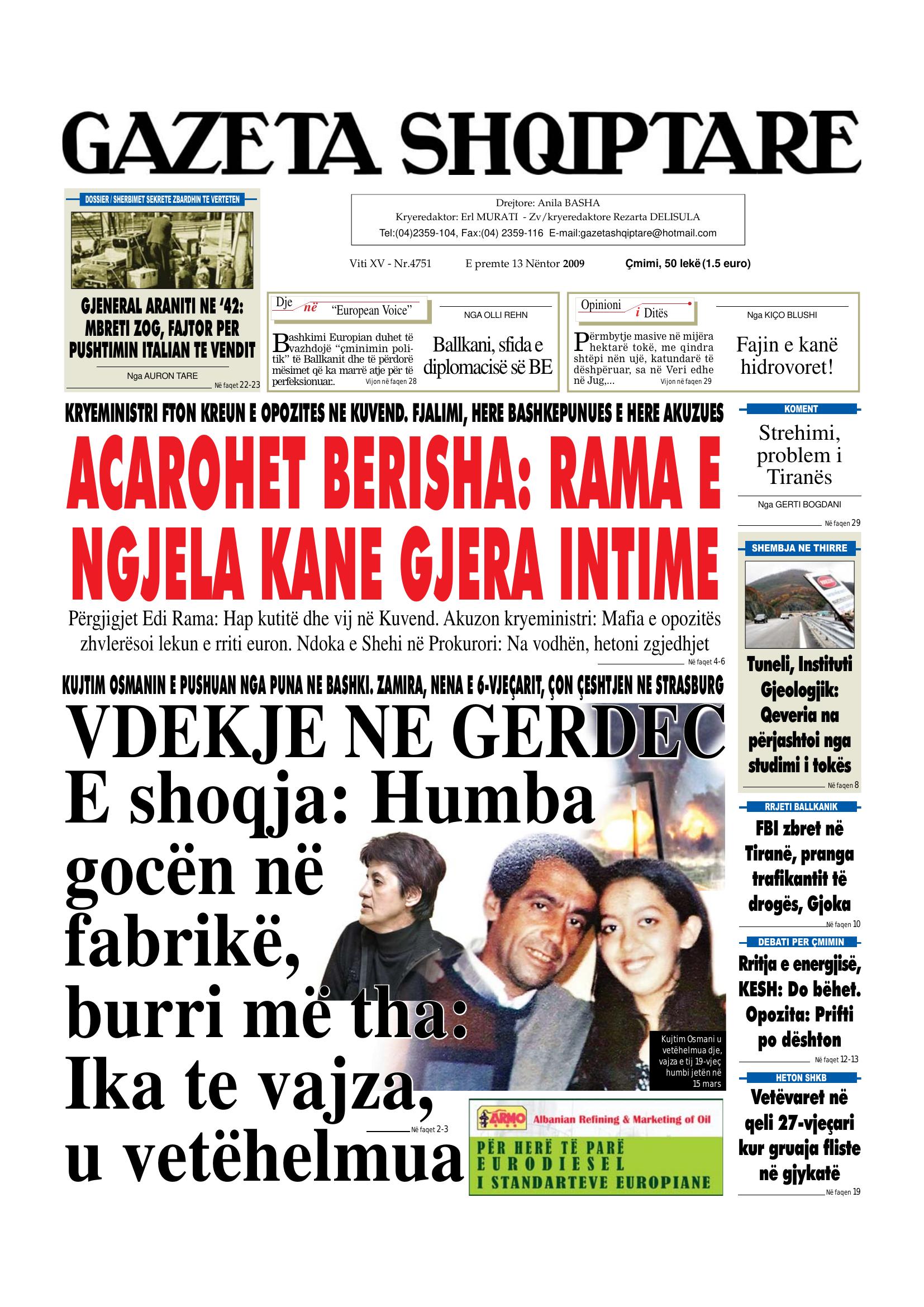 Gazeta Shqiptare 2009-11-13