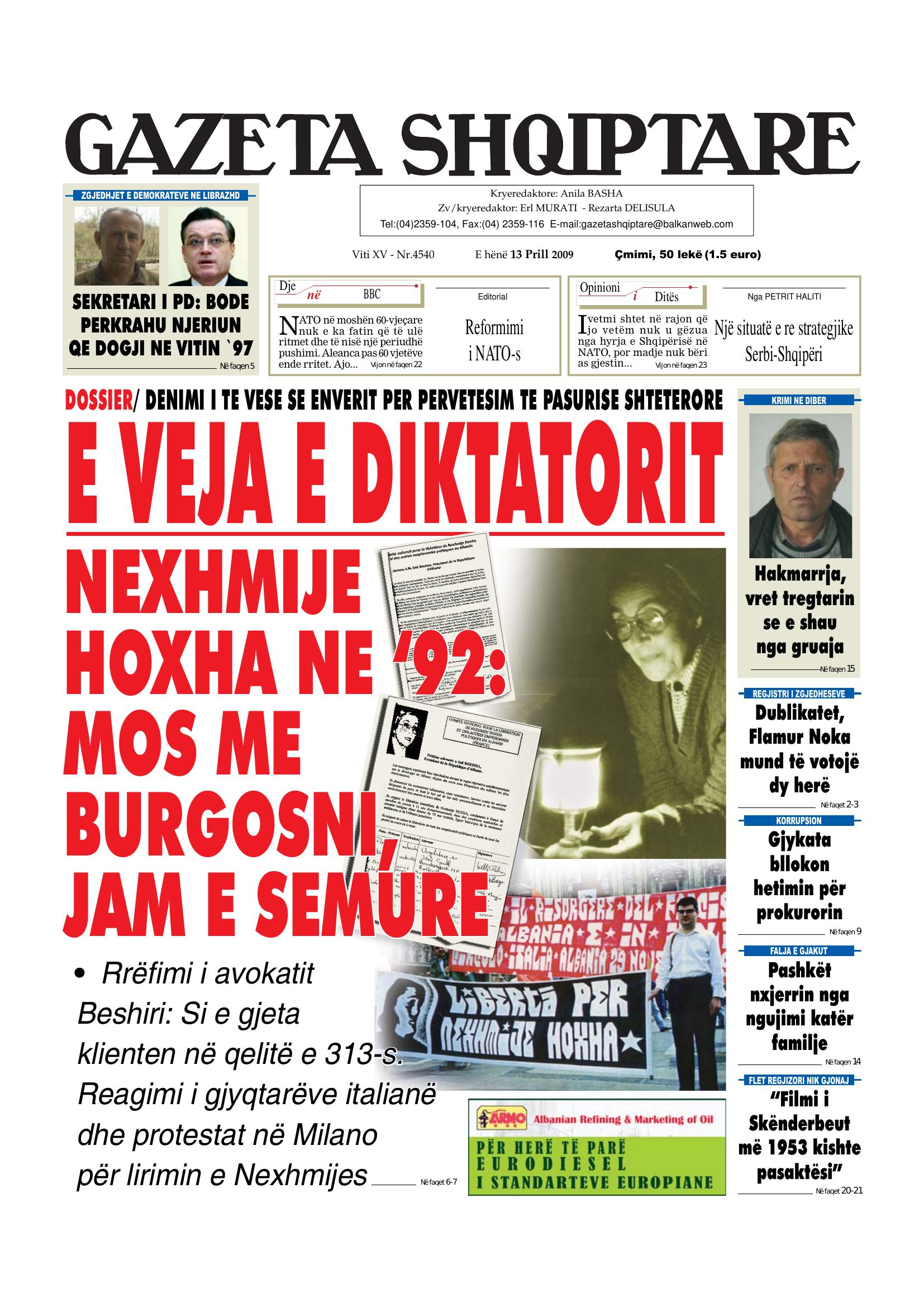 Gazeta Shqiptare 2009-04-13