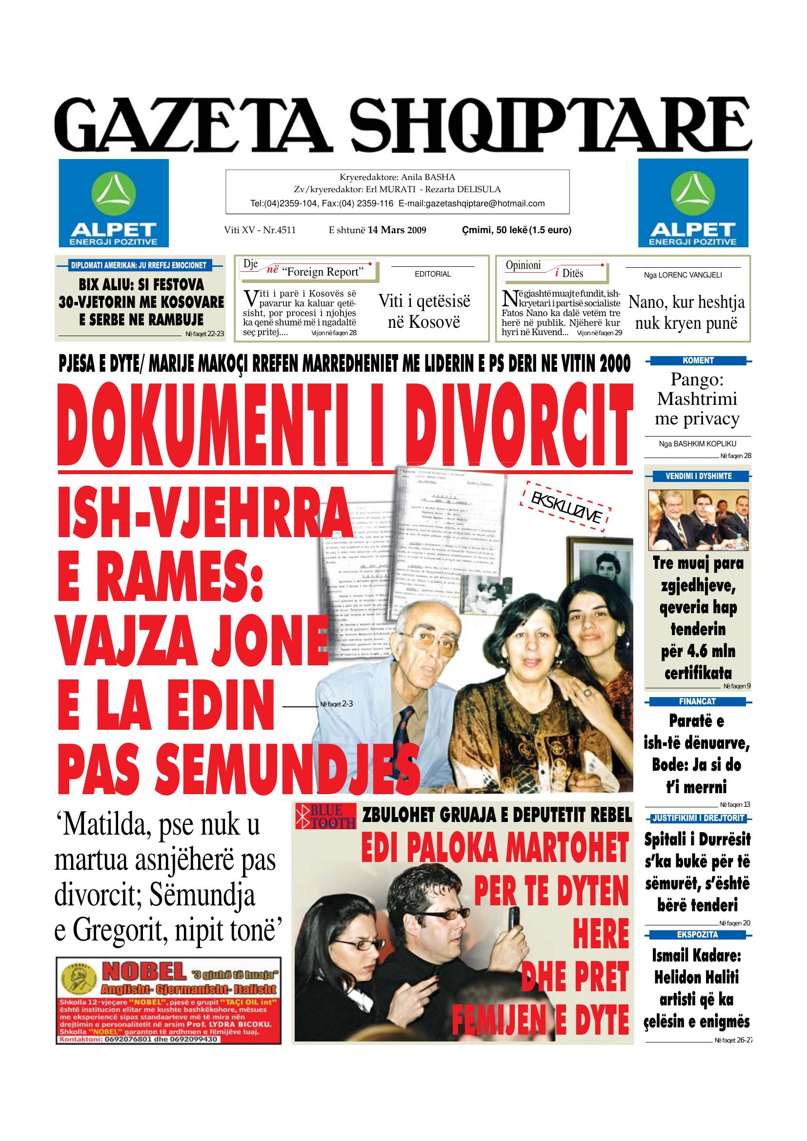 Gazeta Shqiptare 2009-03-14
