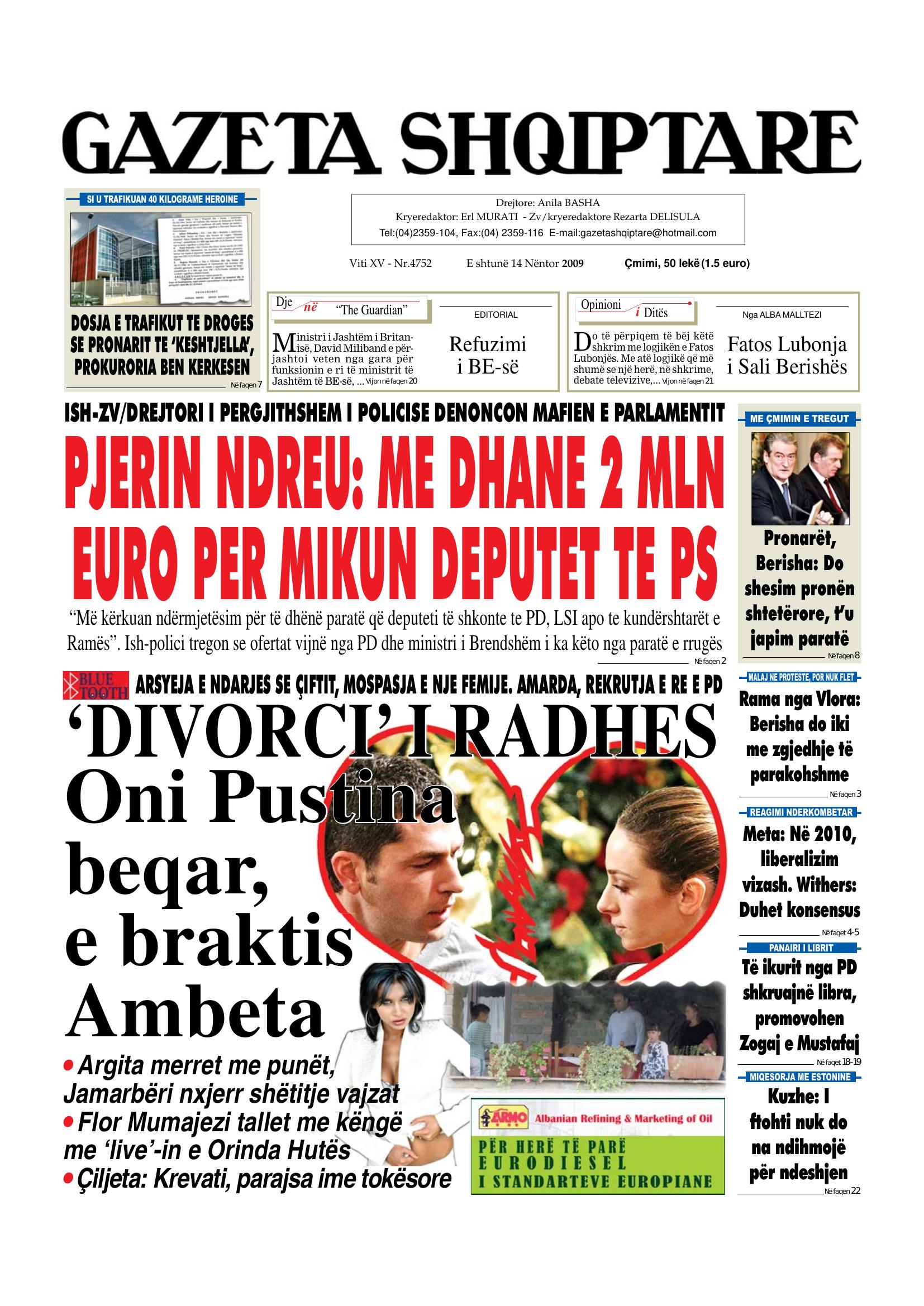 Gazeta Shqiptare 2009-11-14