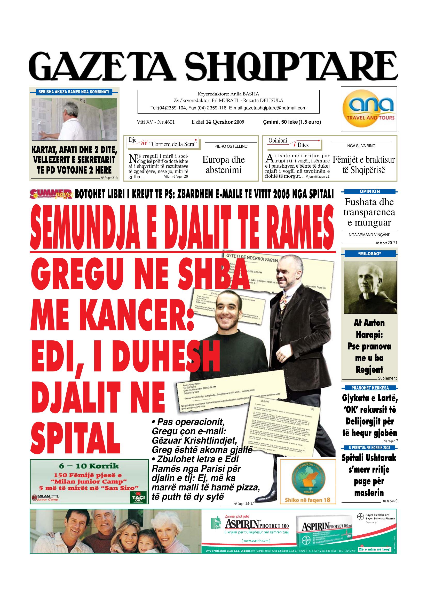 Gazeta Shqiptare 2009-06-14