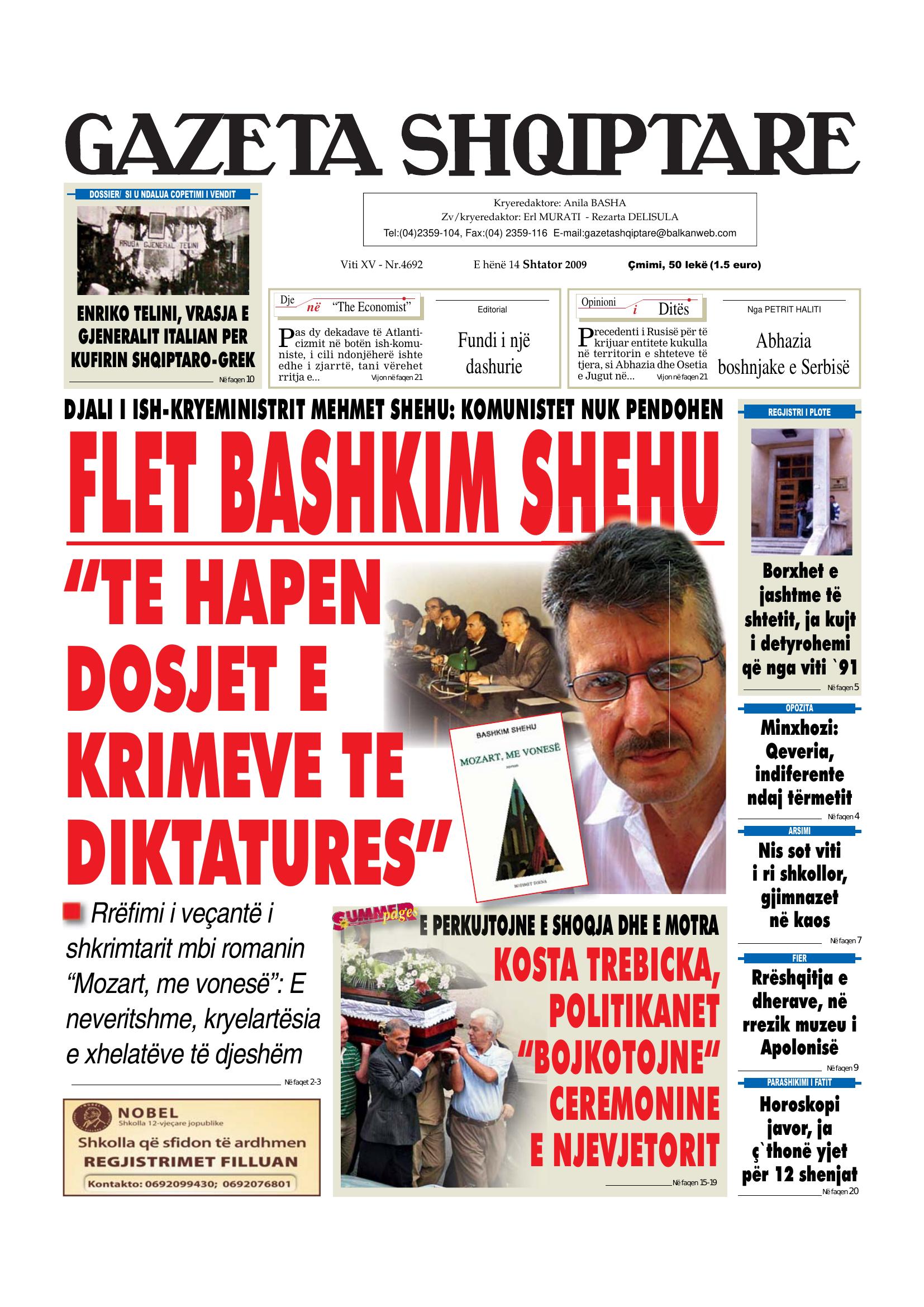 Gazeta Shqiptare 2009-09-14