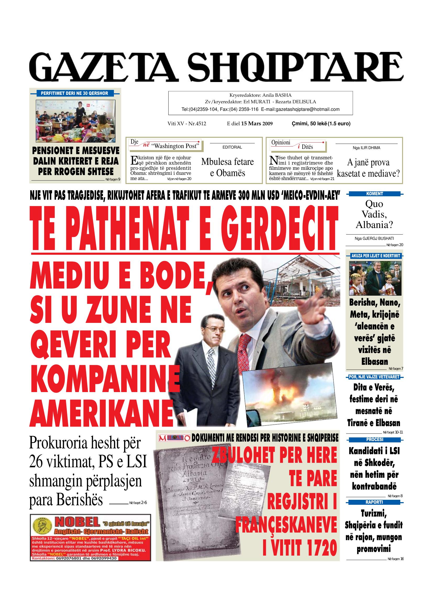 Gazeta Shqiptare 2009-03-15