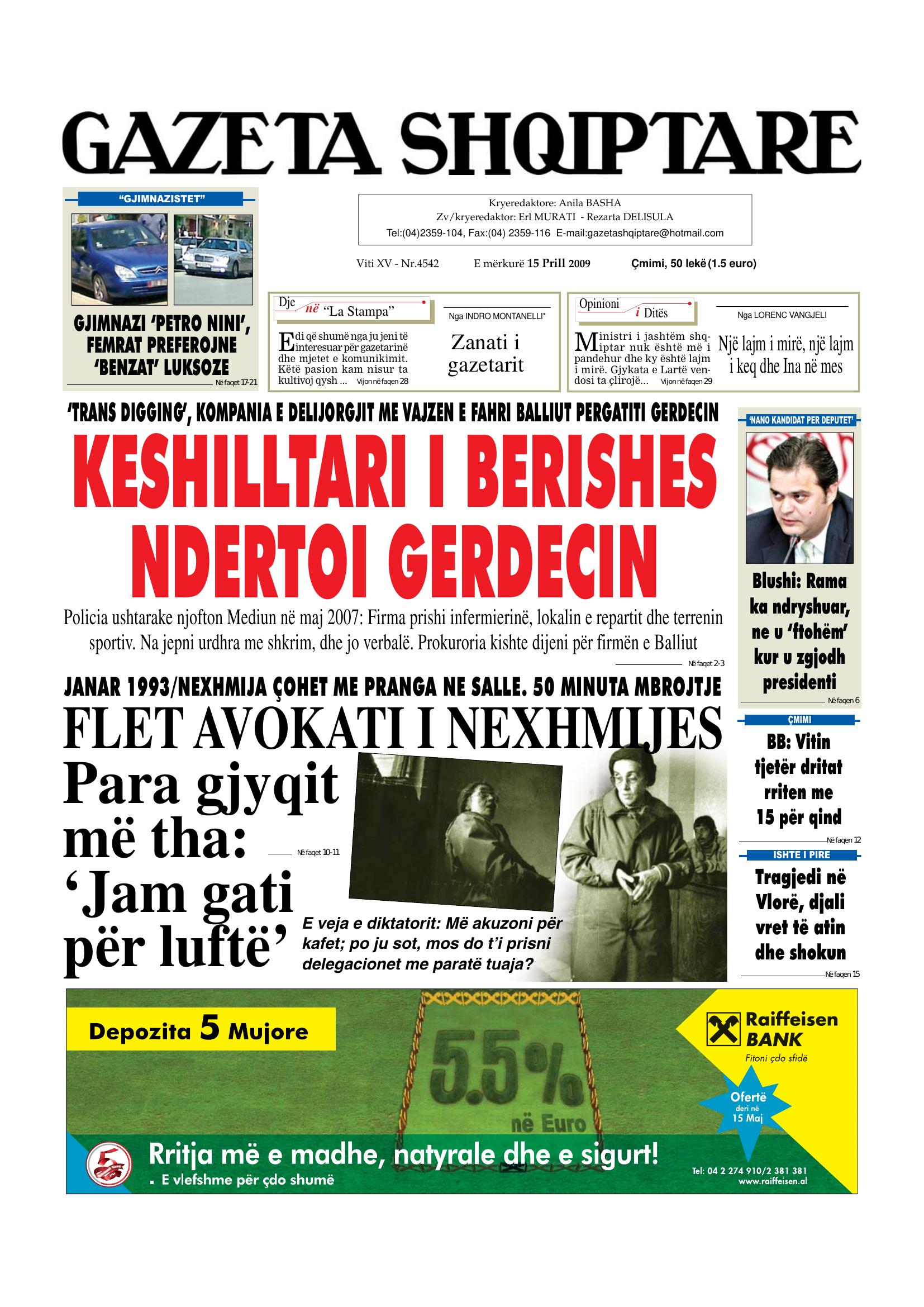 Gazeta Shqiptare 2009-04-15