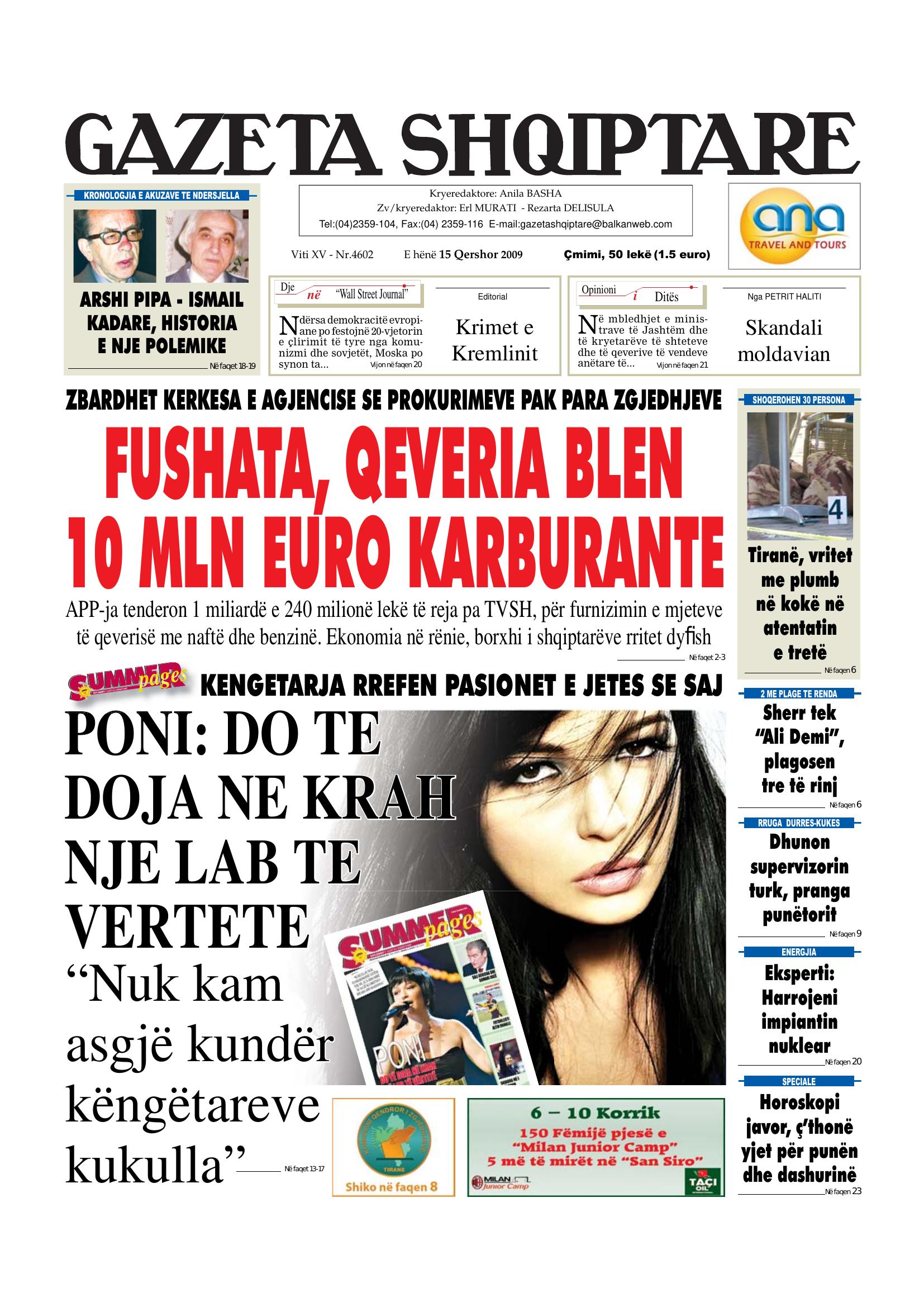 Gazeta Shqiptare 2009-06-15