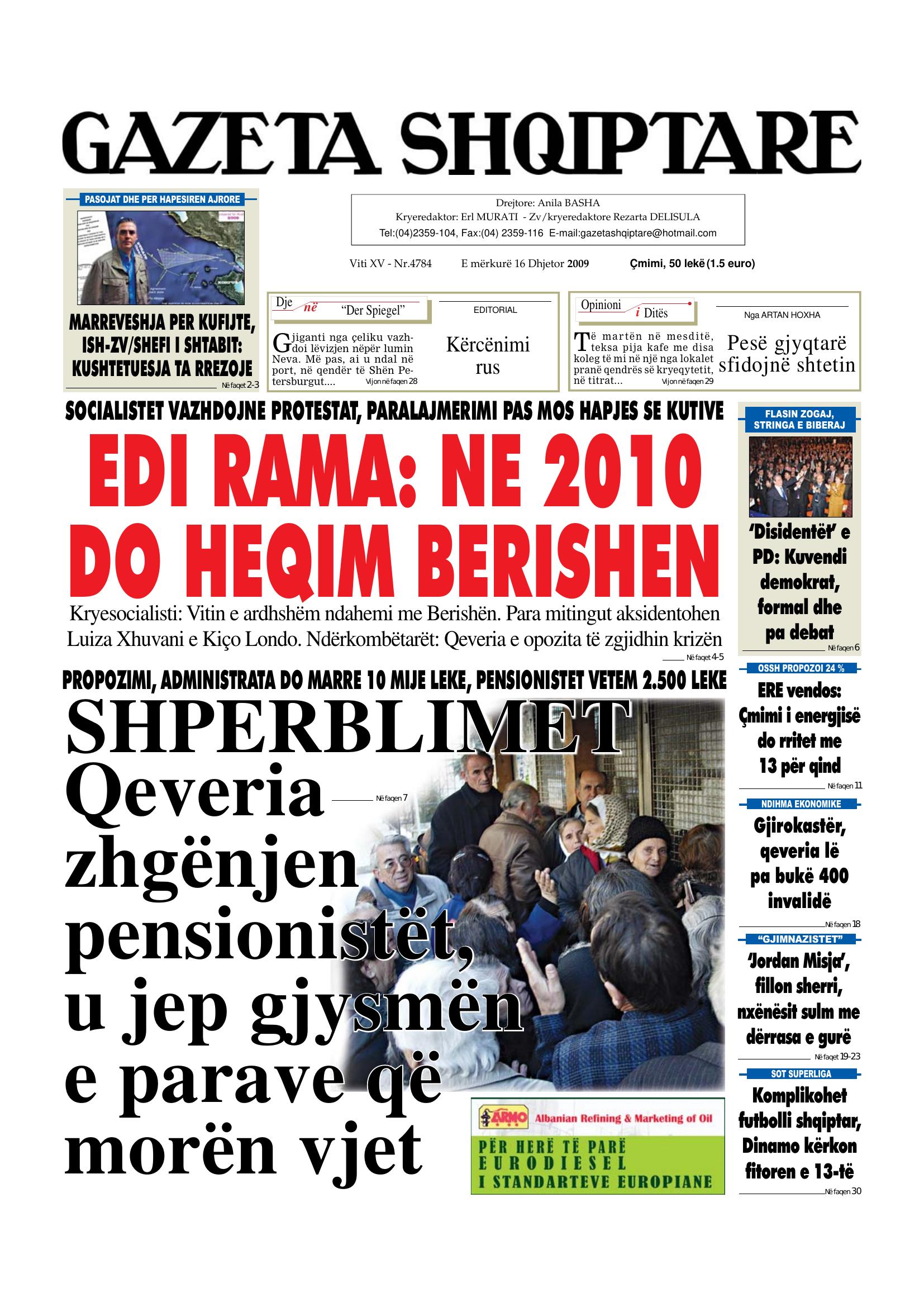 Gazeta Shqiptare 2009-12-16