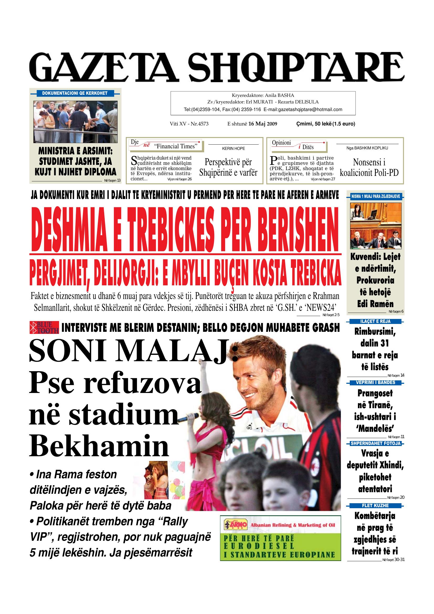 Gazeta Shqiptare 2009-05-16