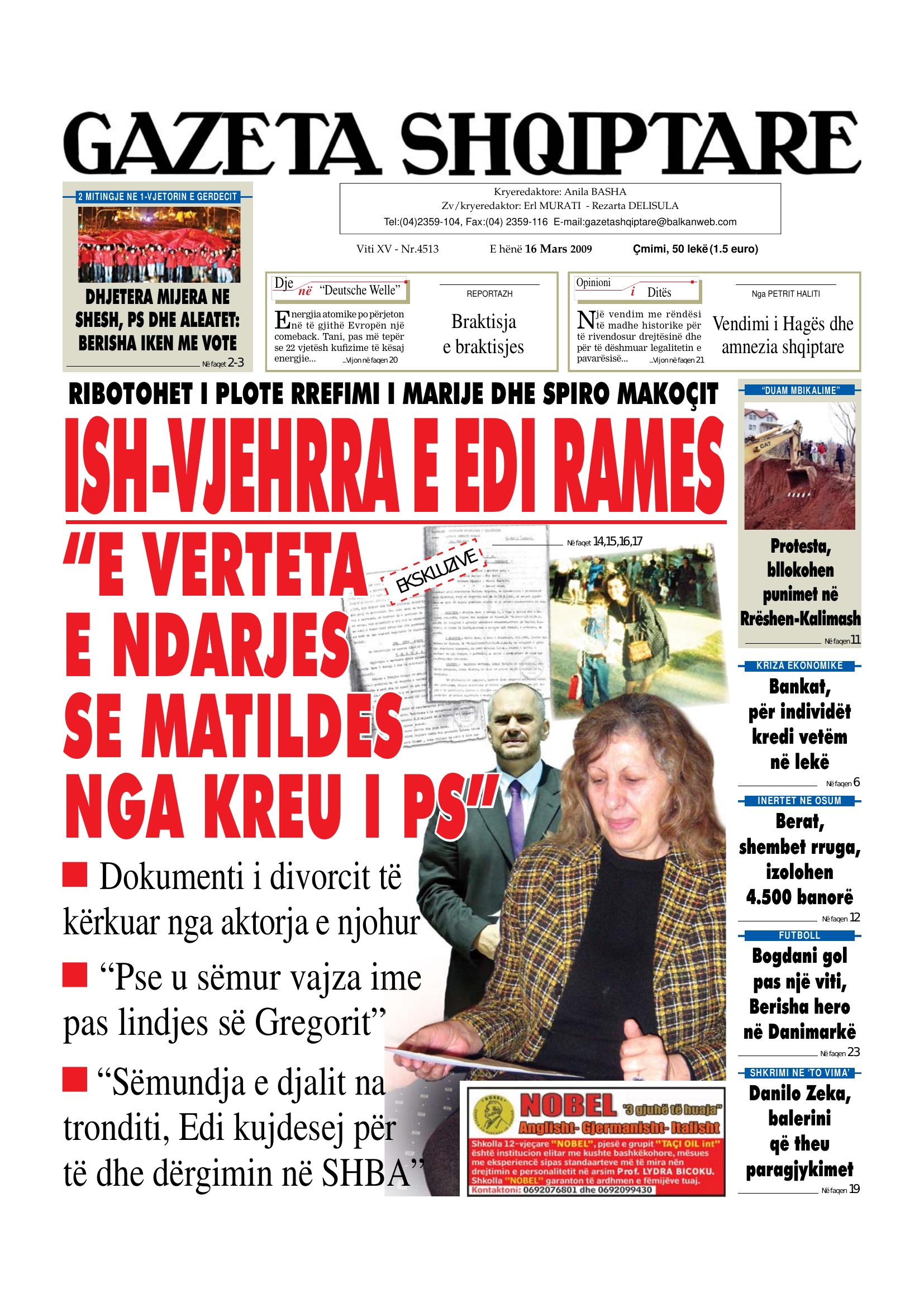 Gazeta Shqiptare 2009-03-16