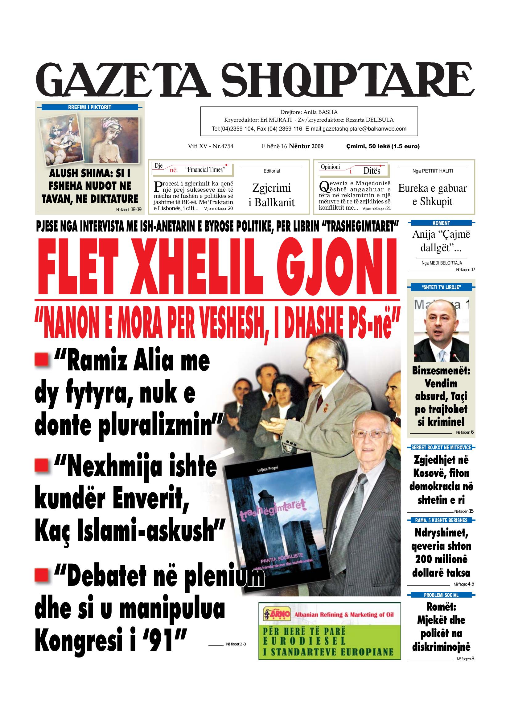 Gazeta Shqiptare 2009-11-16