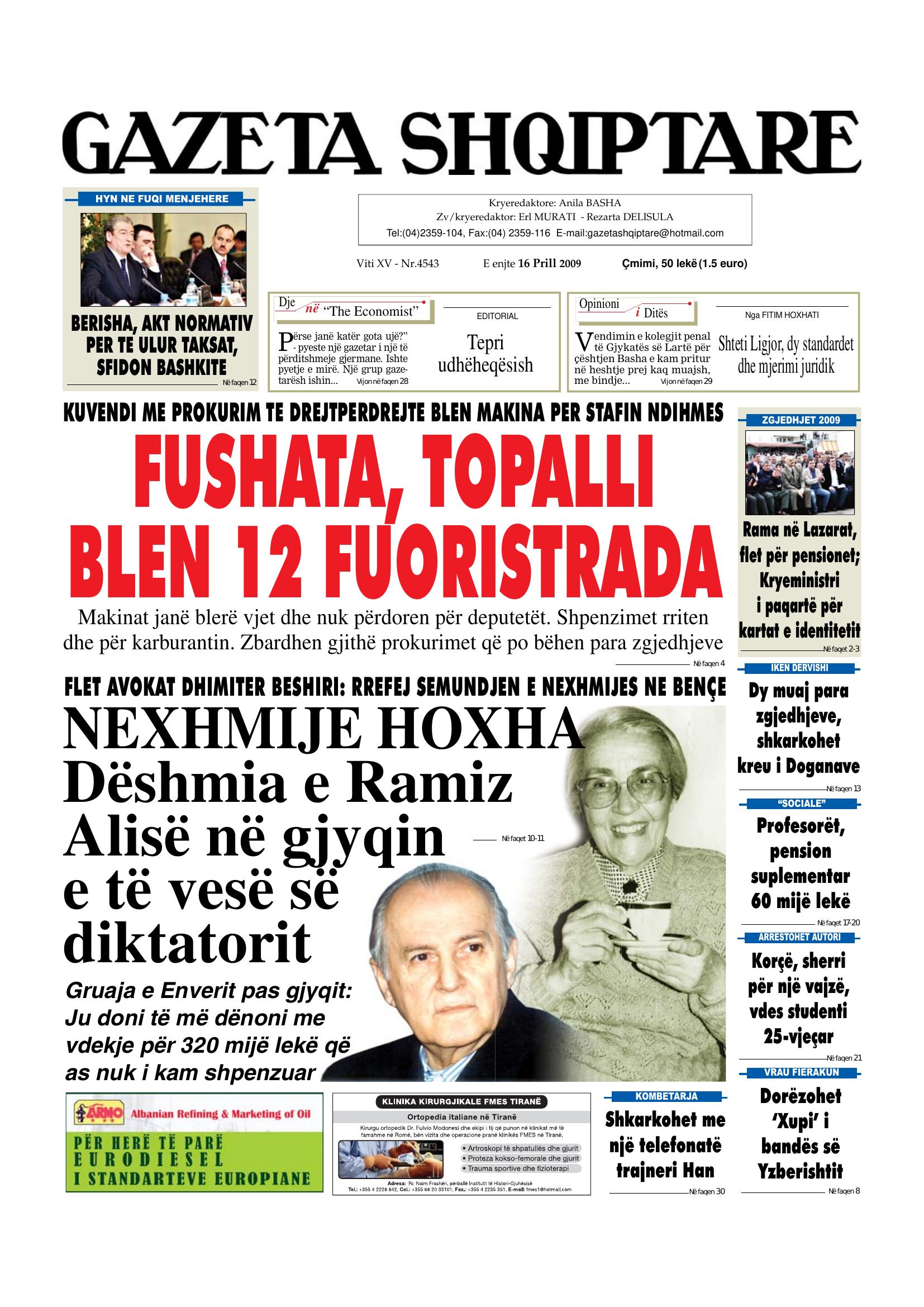 Gazeta Shqiptare 2009-04-16