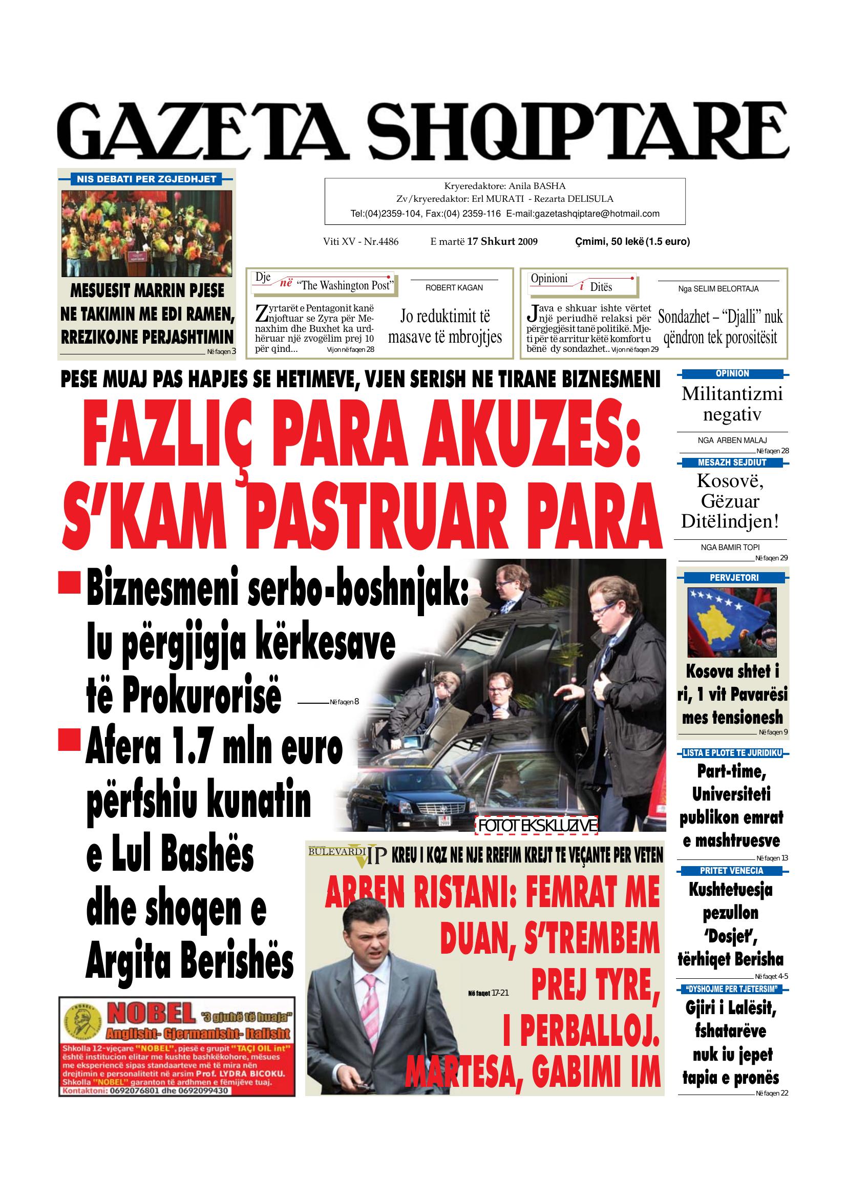 Gazeta Shqiptare 2009-02-17