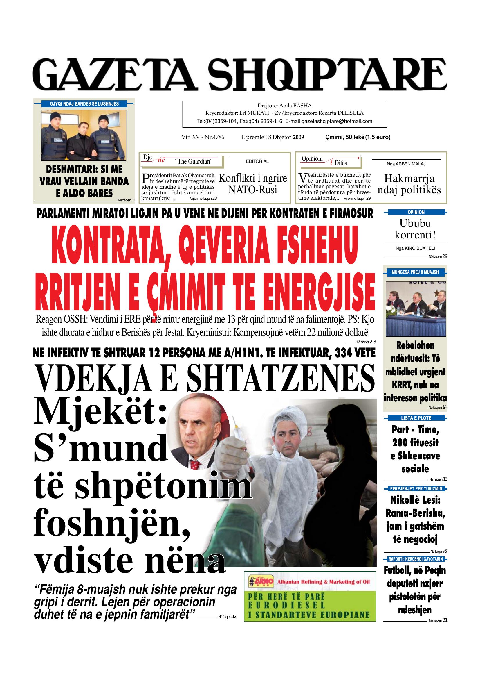 Gazeta Shqiptare 2009-12-18