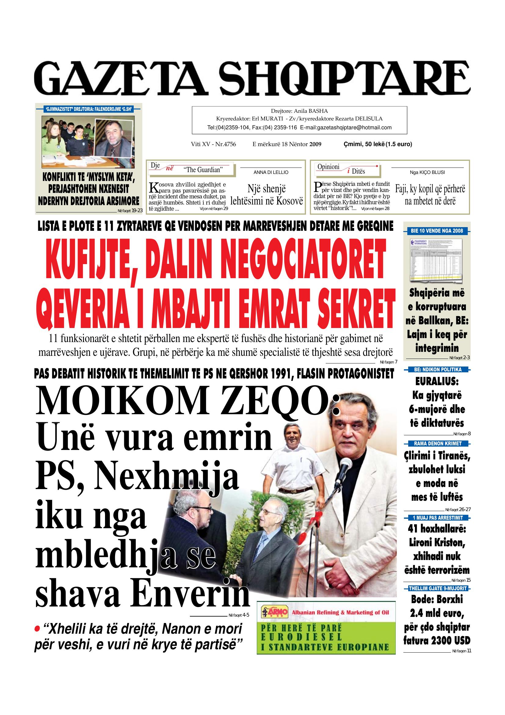 Gazeta Shqiptare 2009-11-18