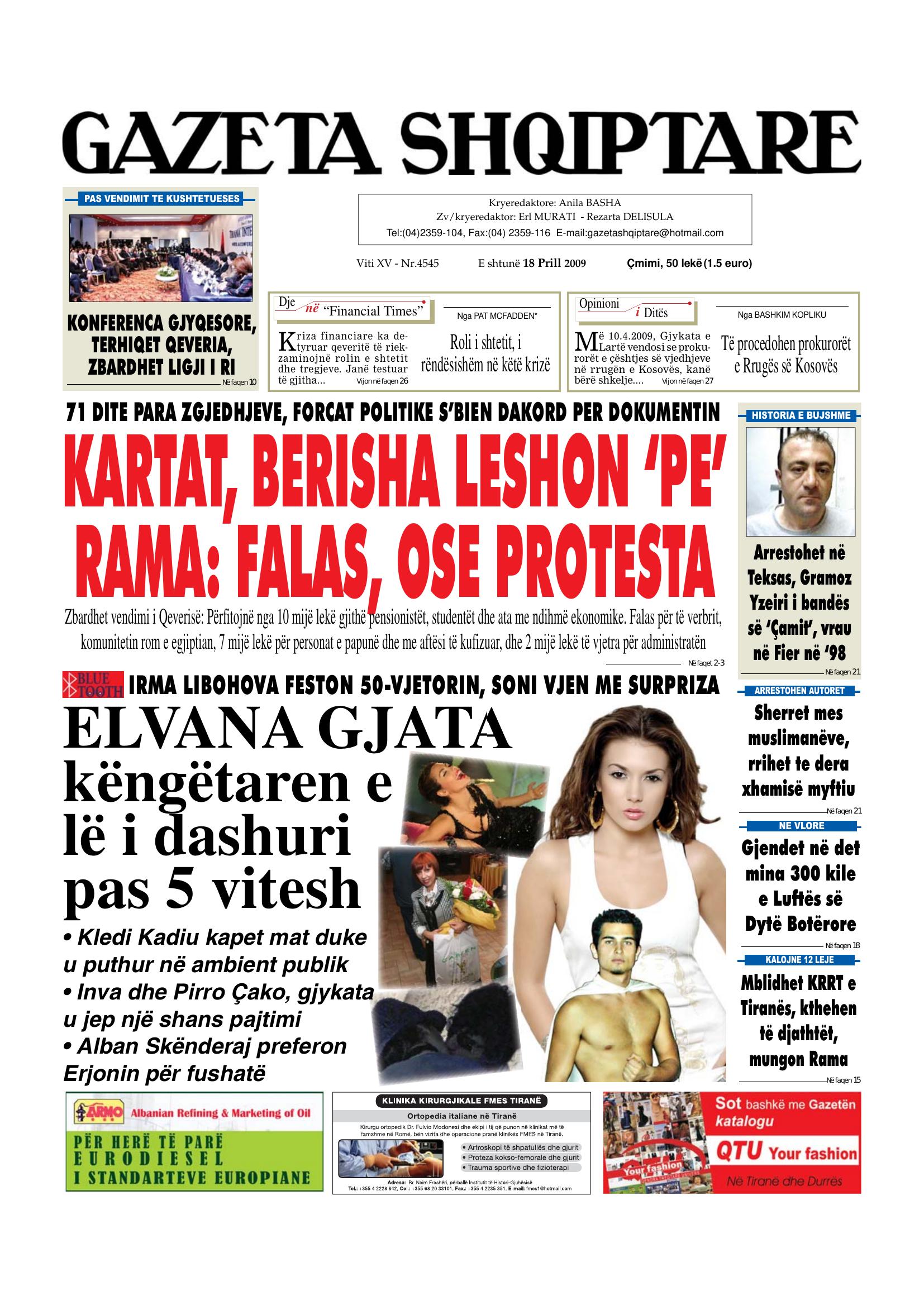 Gazeta Shqiptare 2009-04-18