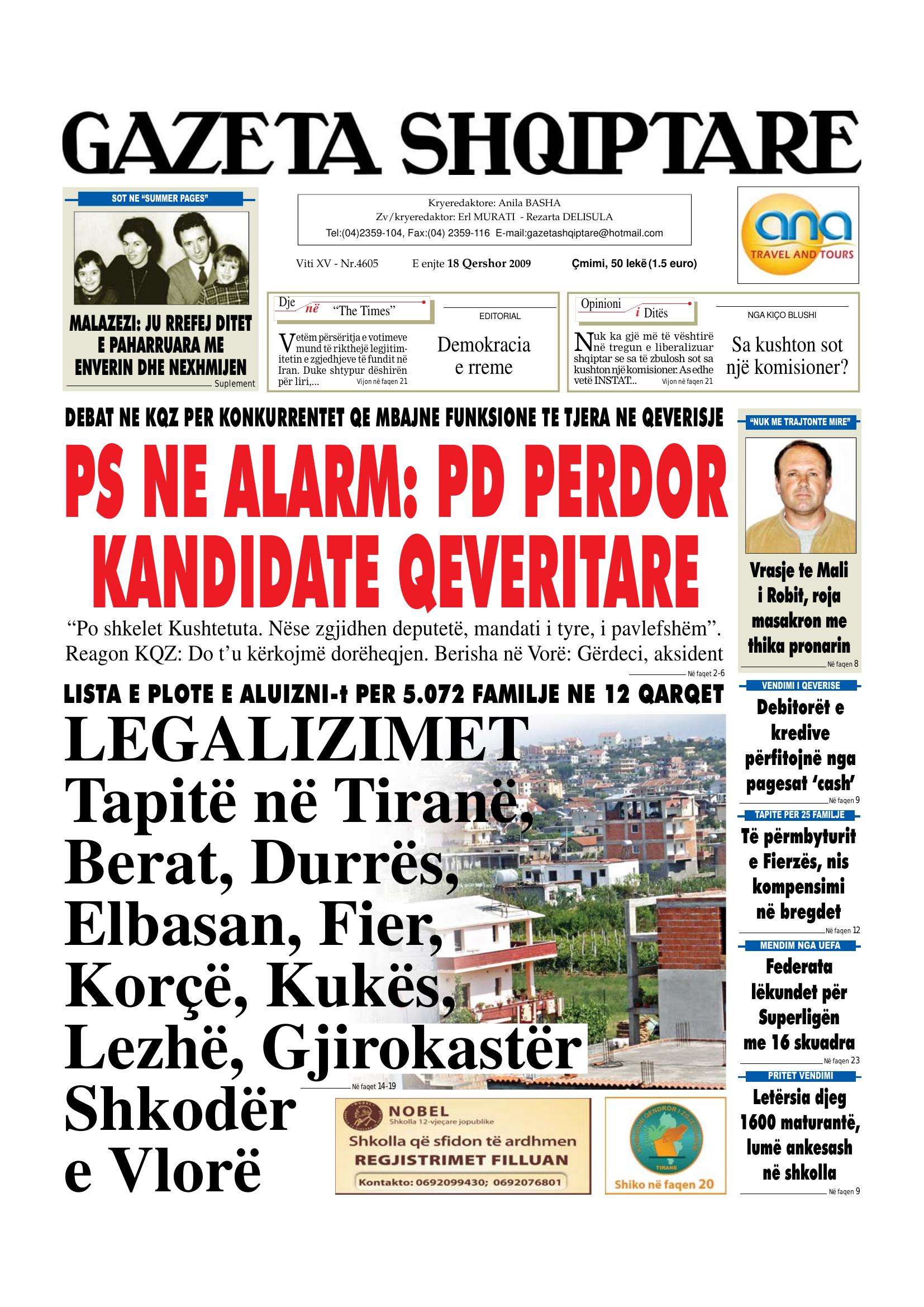 Gazeta Shqiptare 2009-06-18
