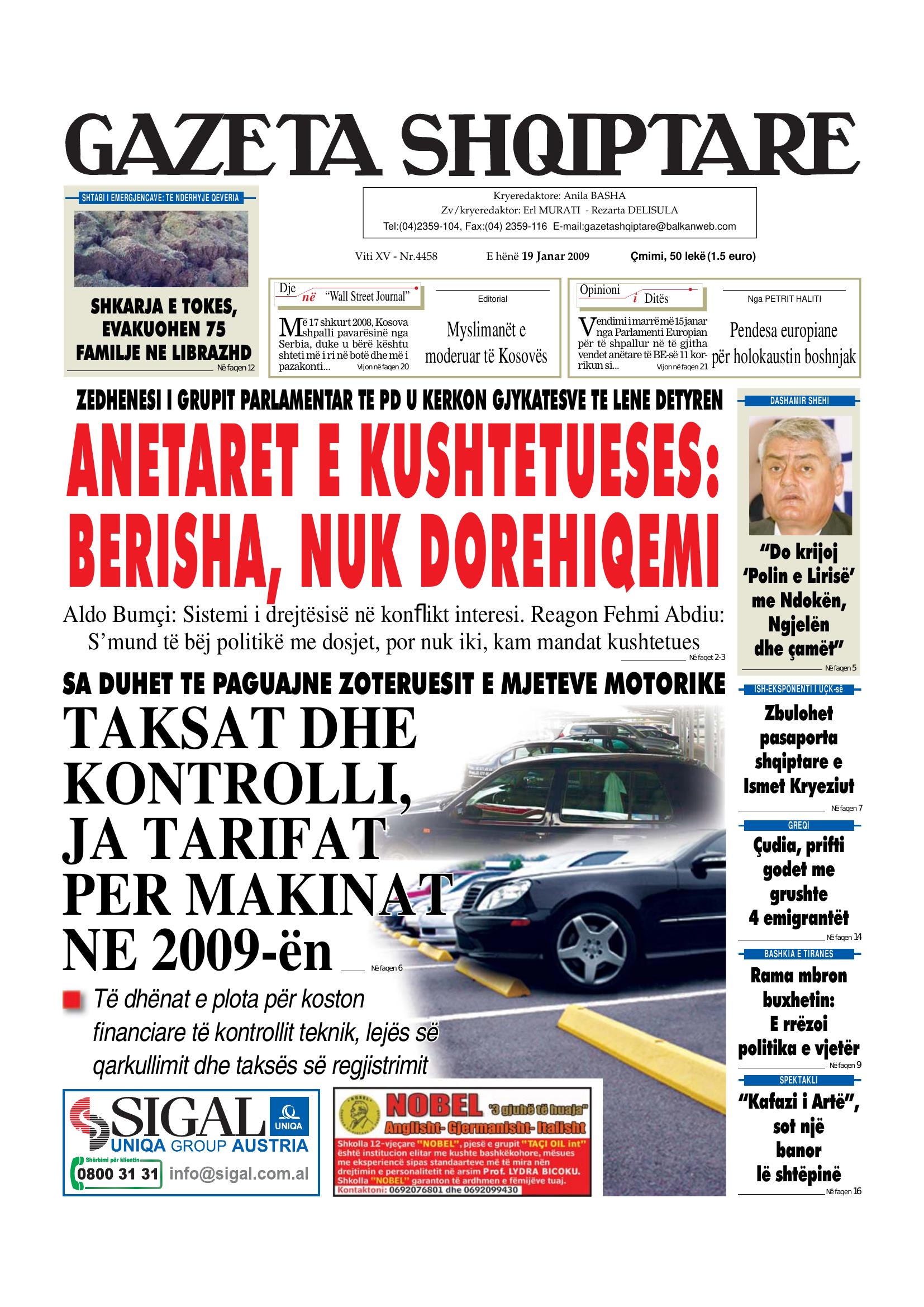 Gazeta Shqiptare 2009-01-19
