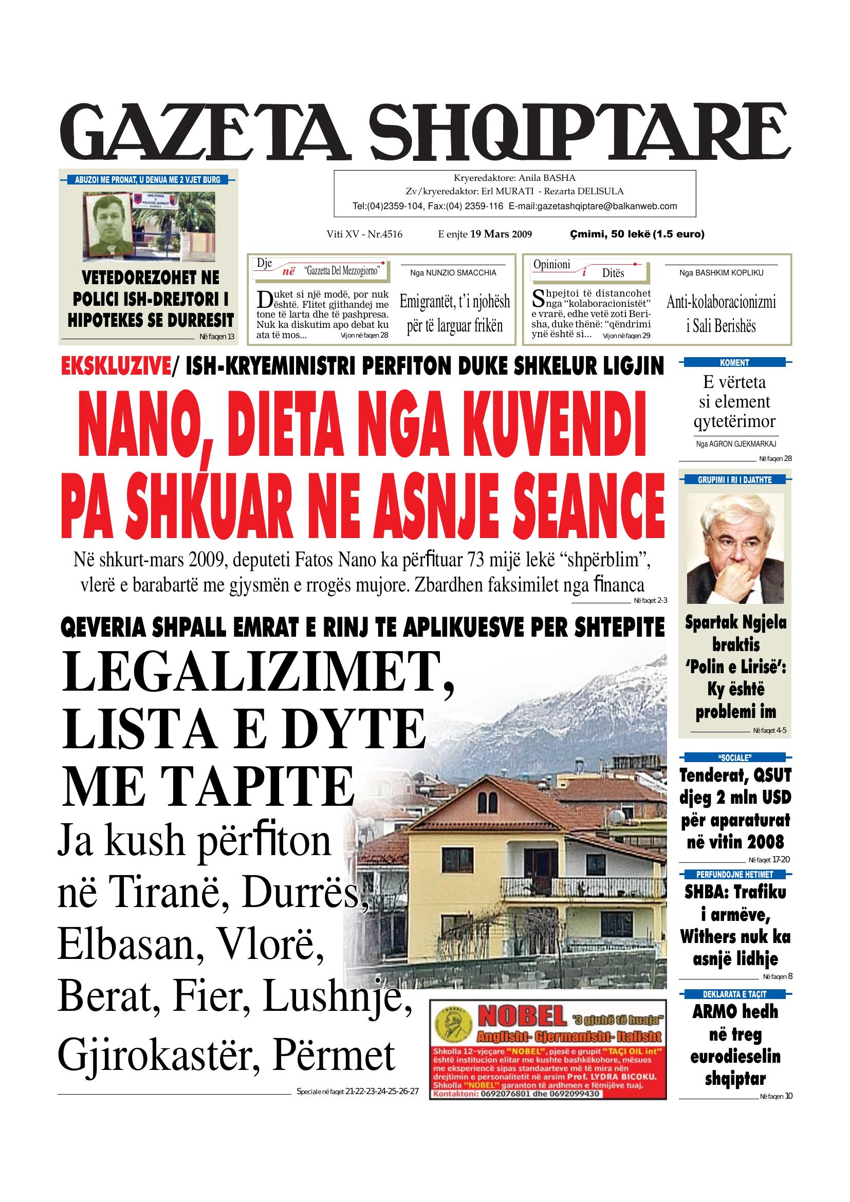 Gazeta Shqiptare 2009-03-19