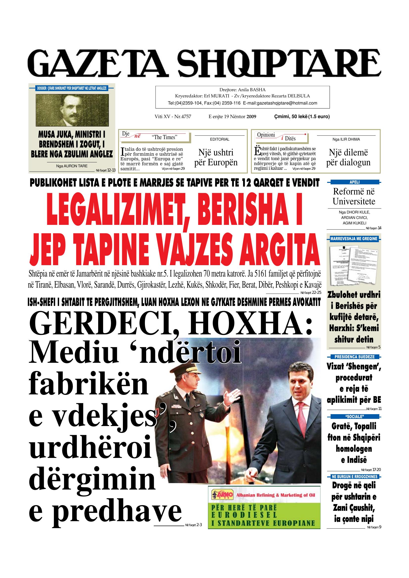 Gazeta Shqiptare 2009-11-19