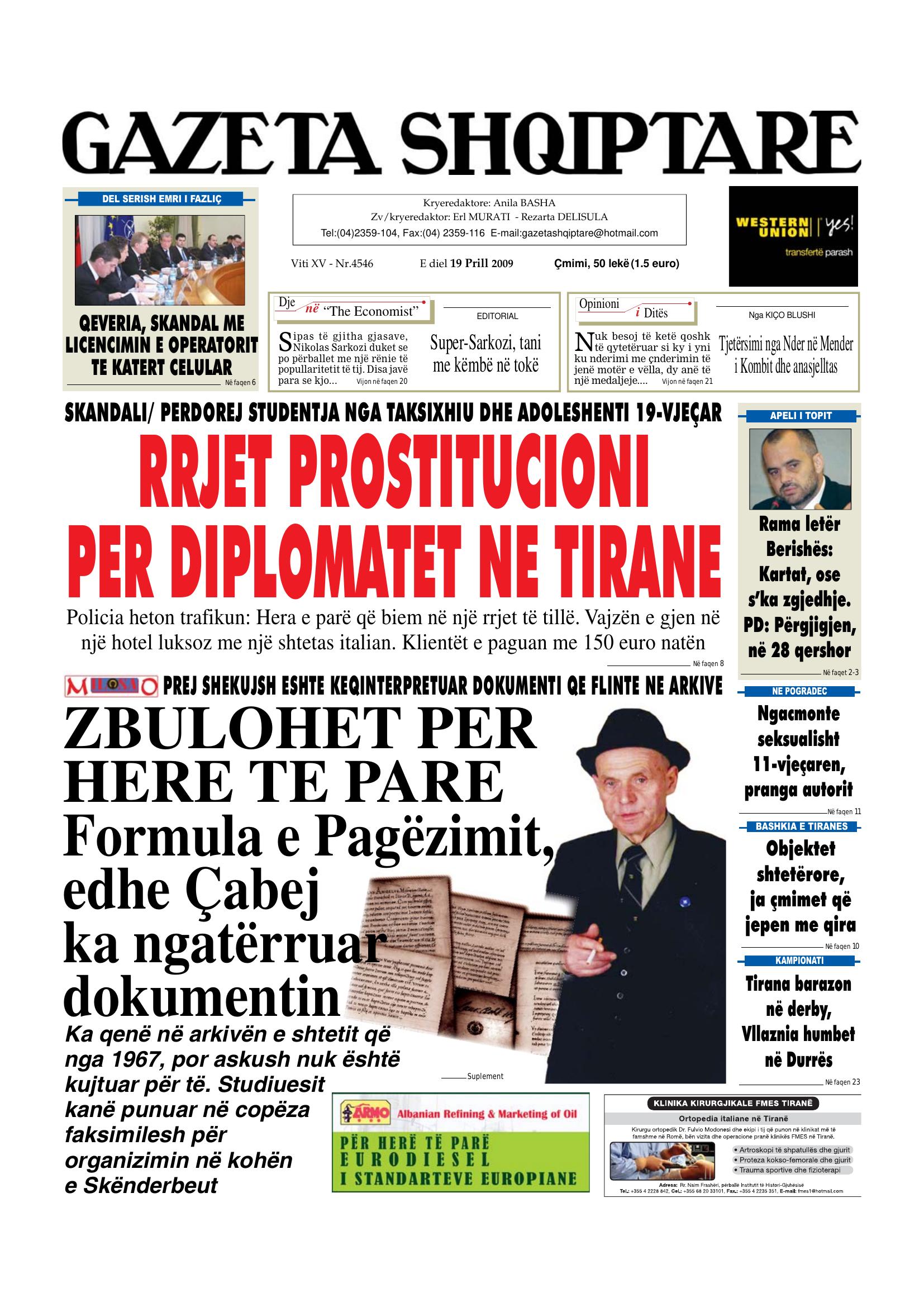 Gazeta Shqiptare 2009-04-19
