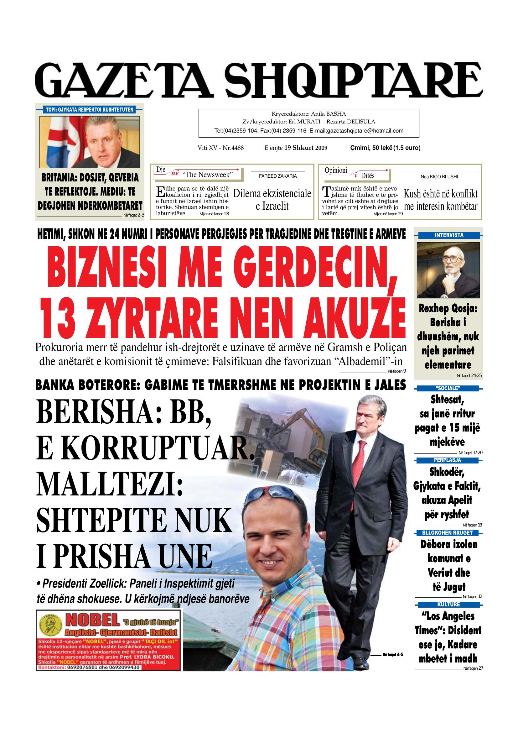 Gazeta Shqiptare 2009-02-19