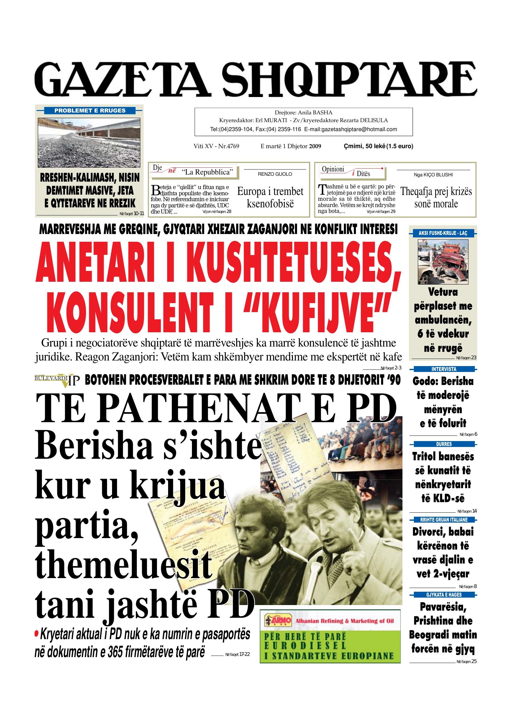 Gazeta Shqiptare 2009-12-01