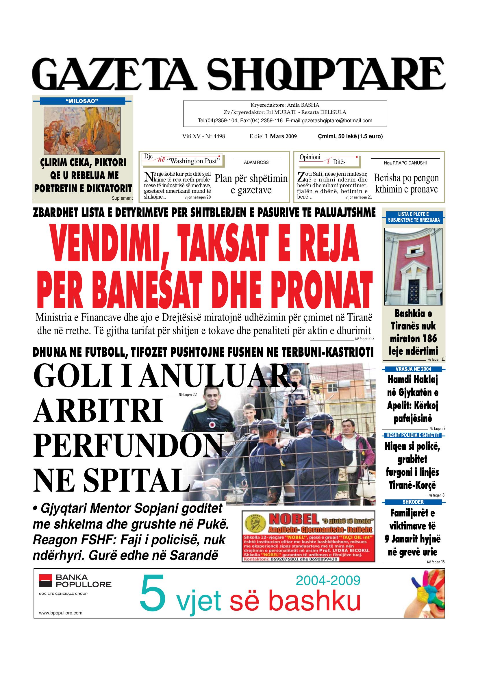 Gazeta Shqiptare 2009-03-01