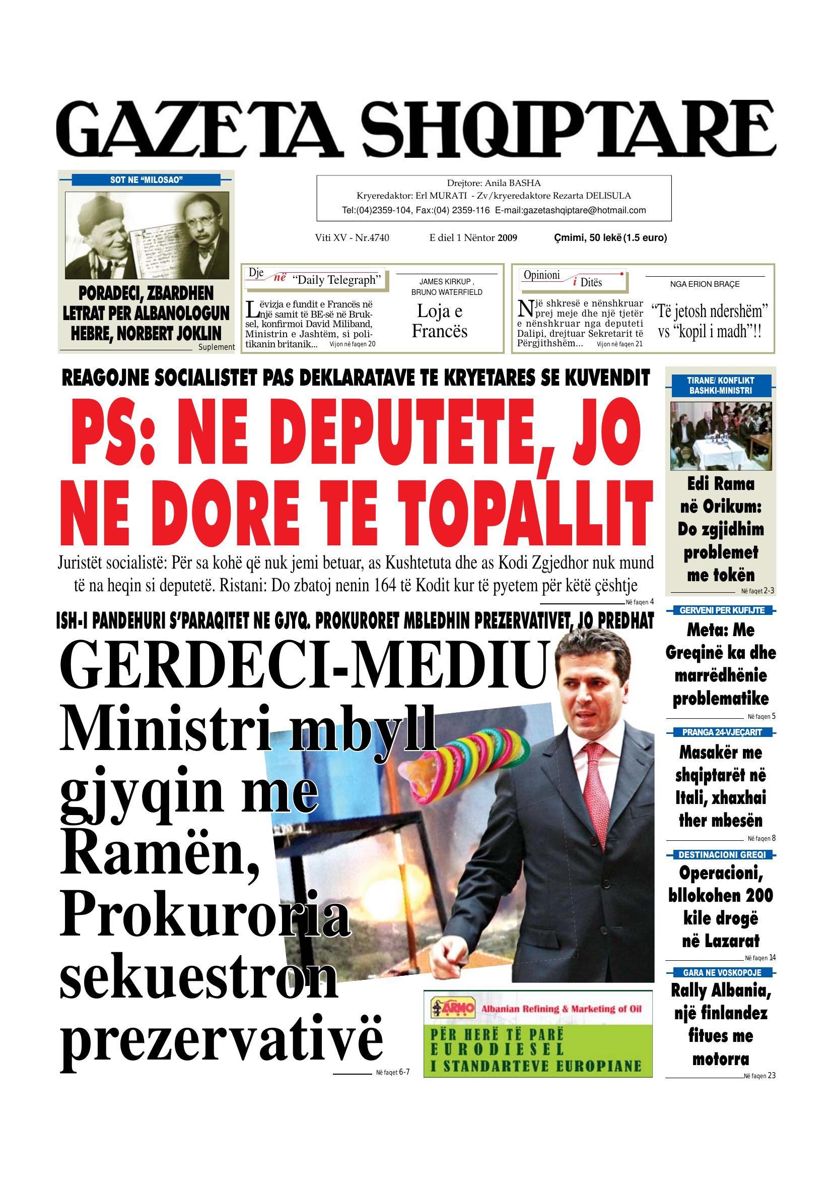 Gazeta Shqiptare 2009-11-01