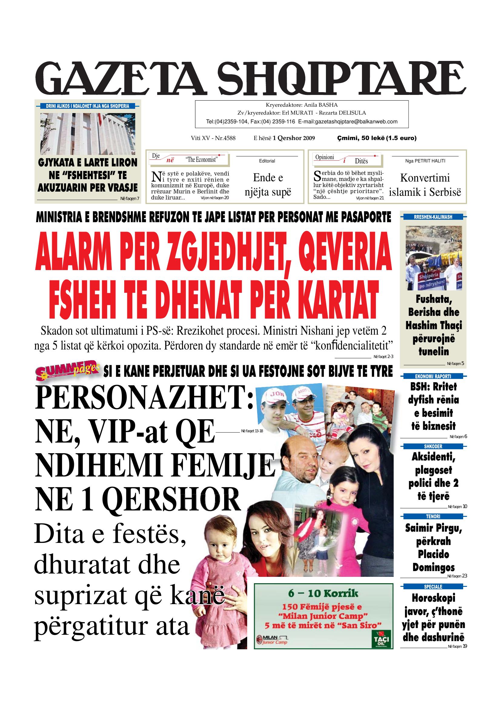 Gazeta Shqiptare 2009-06-01