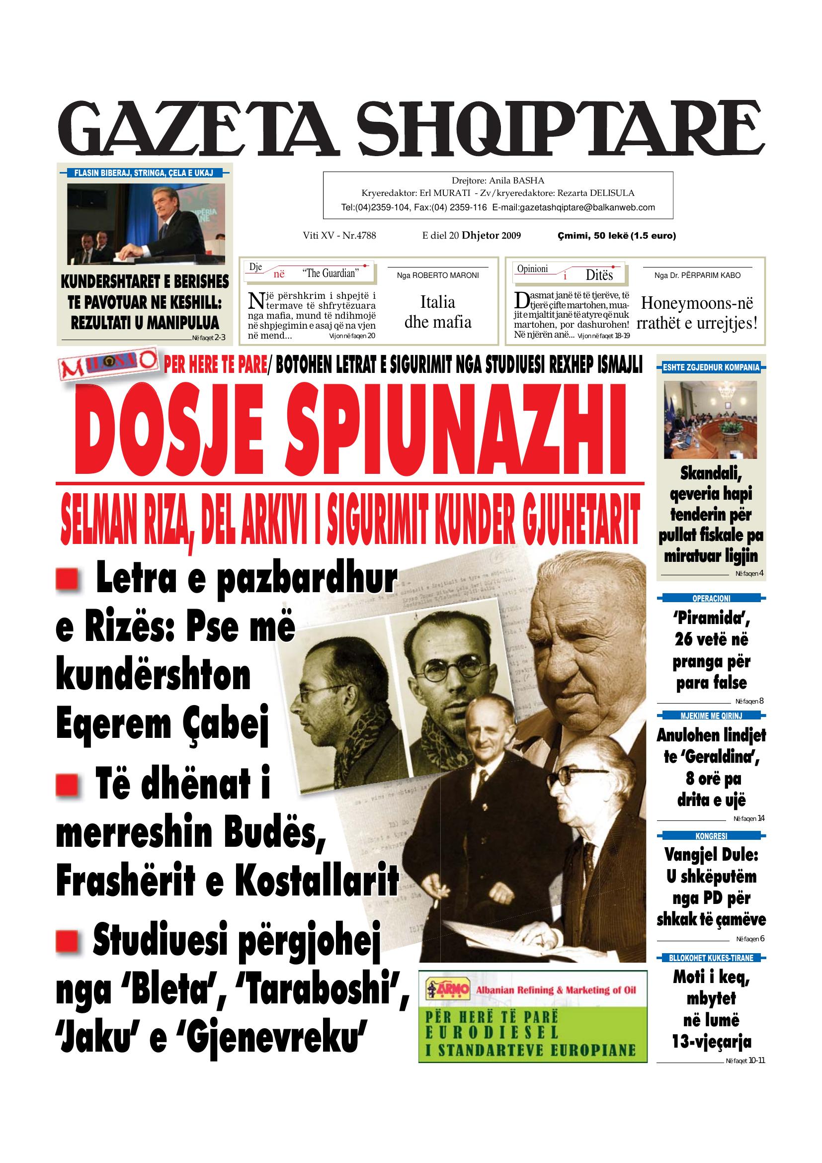 Gazeta Shqiptare 2009-12-20
