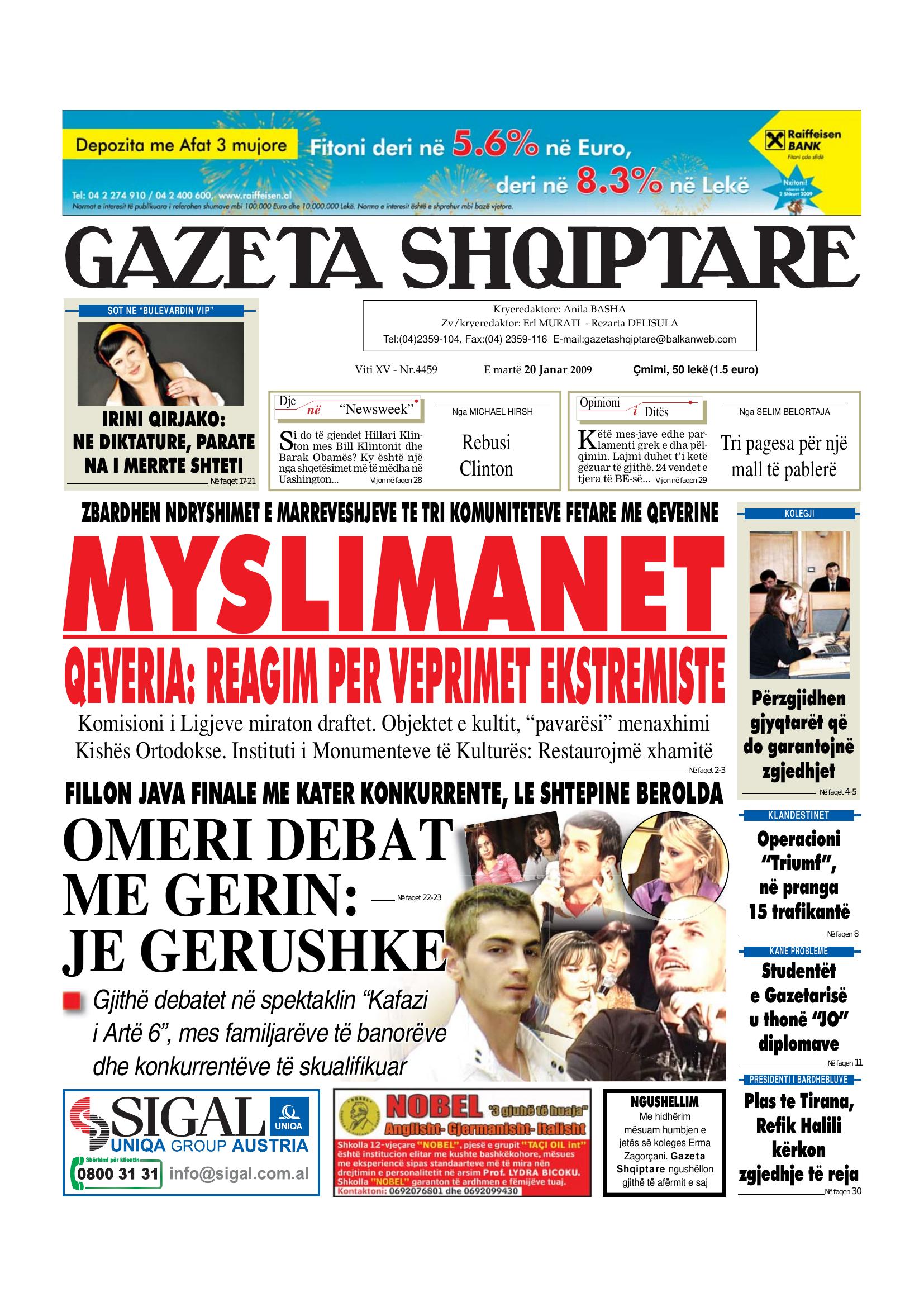 Gazeta Shqiptare 2009-01-20