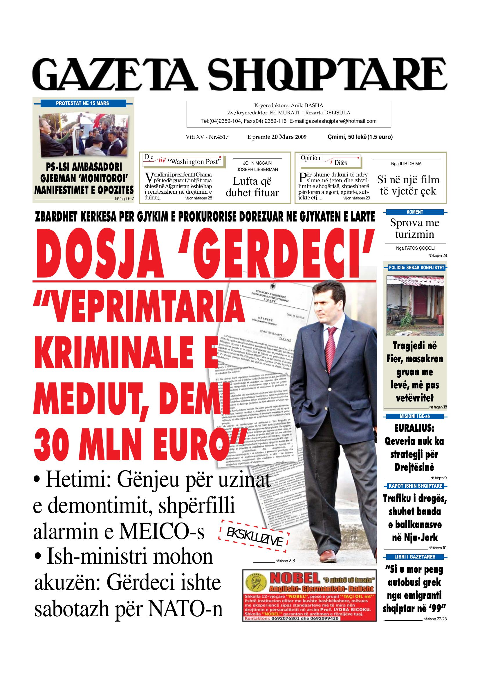 Gazeta Shqiptare 2009-03-20