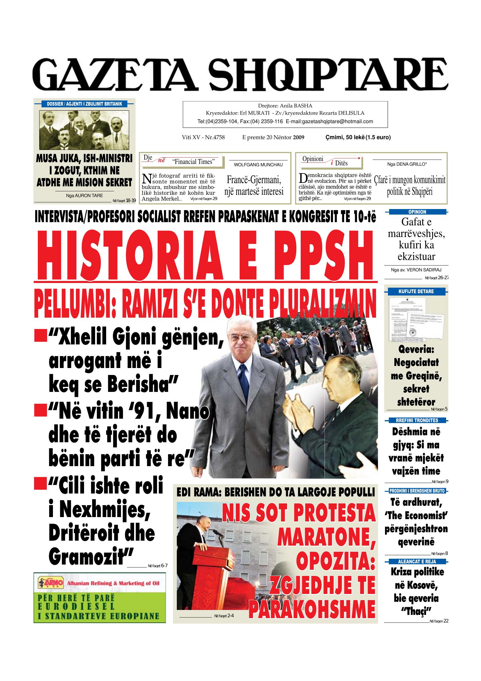 Gazeta Shqiptare 2009-11-20