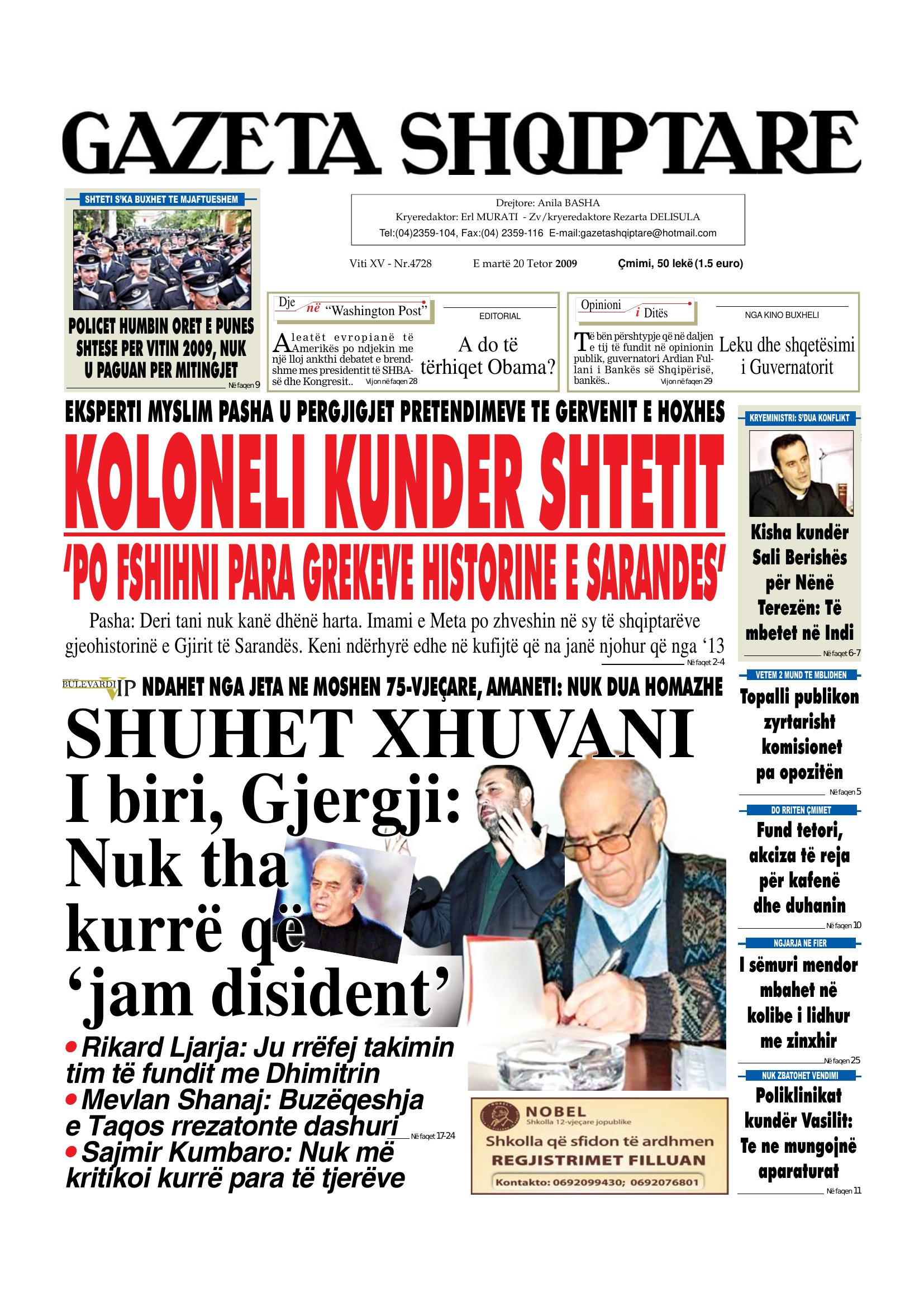 Gazeta Shqiptare 2009-10-20