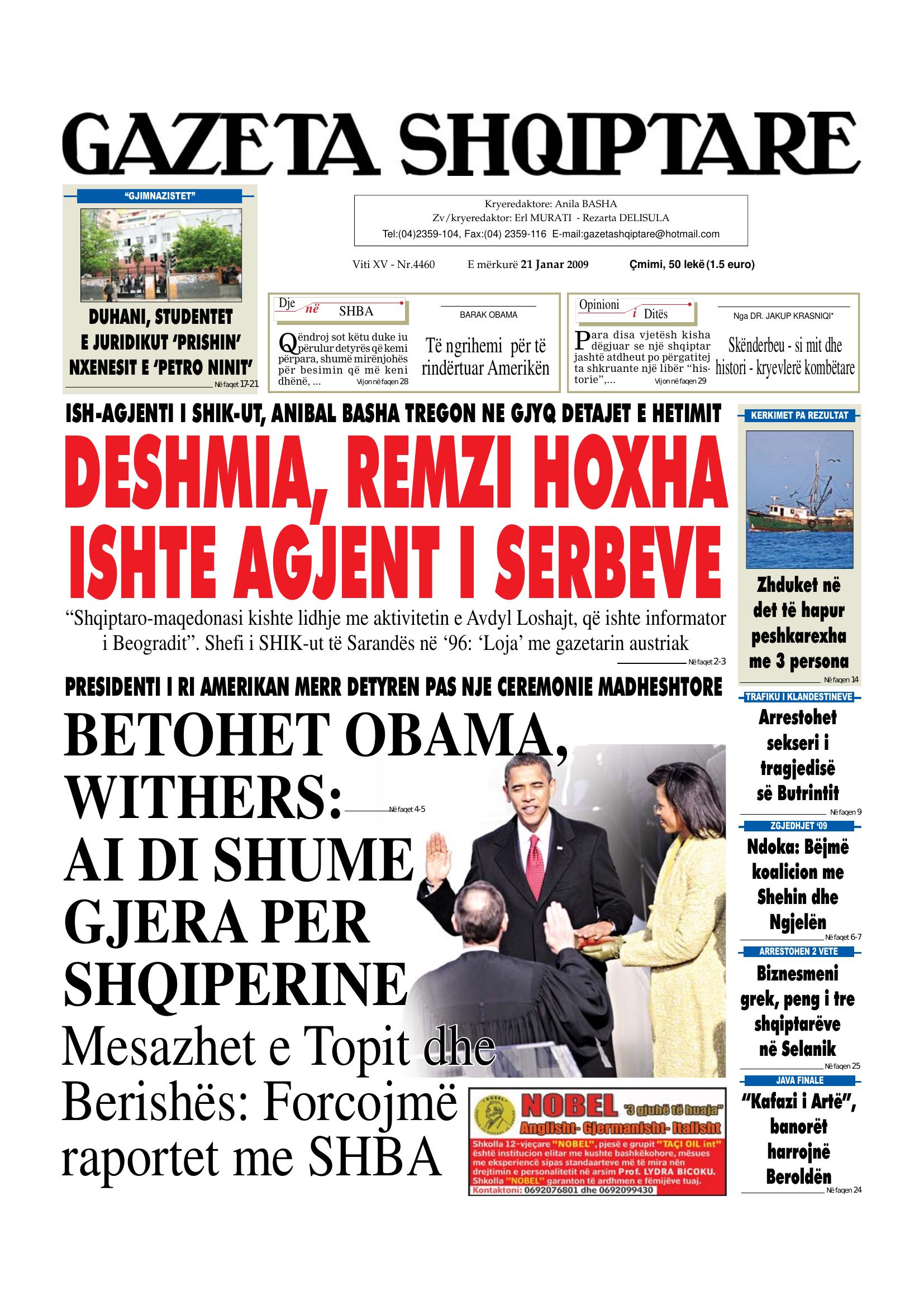 Gazeta Shqiptare 2009-01-21