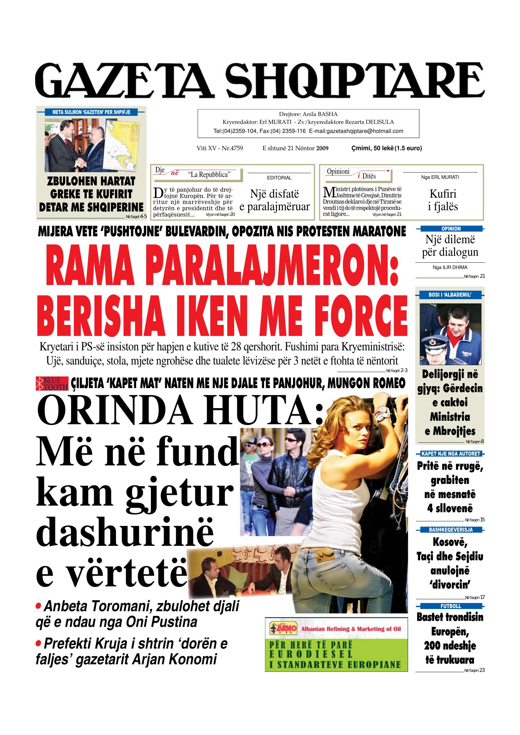 Gazeta Shqiptare 2009-11-21