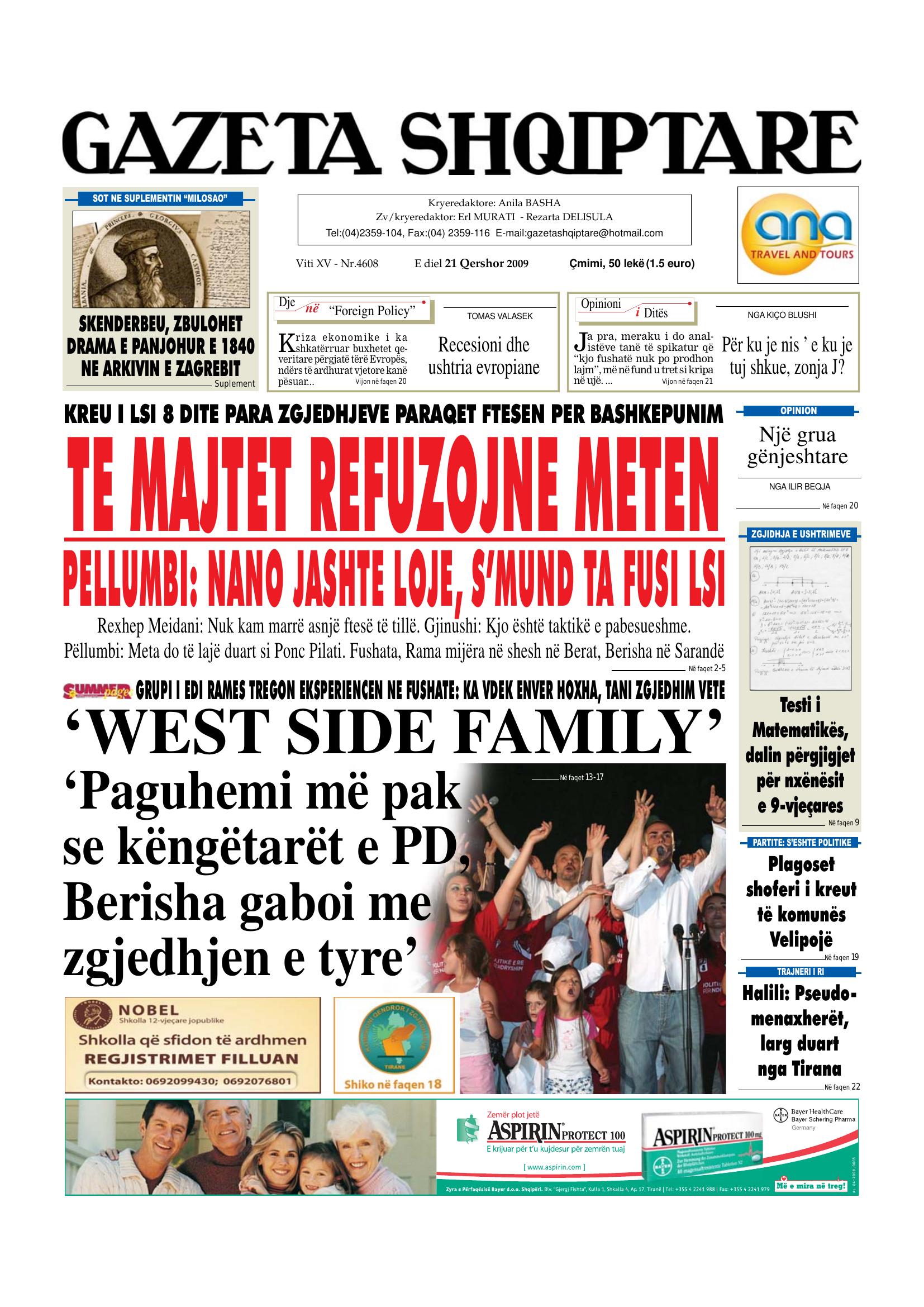 Gazeta Shqiptare 2009-06-21