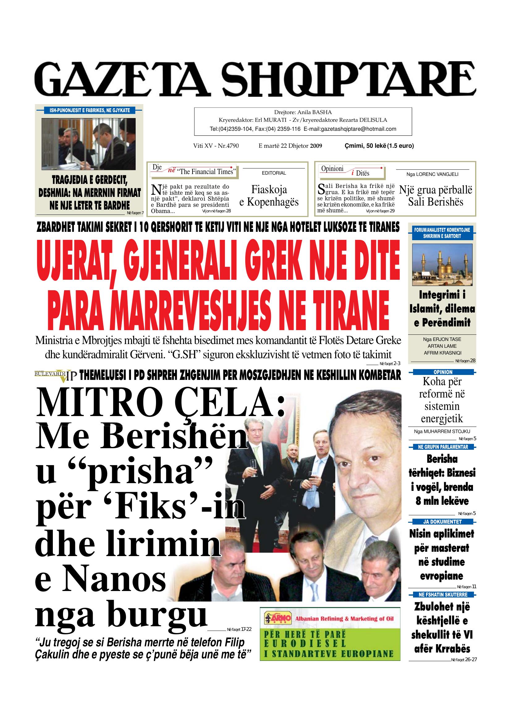 Gazeta Shqiptare 2009-12-22