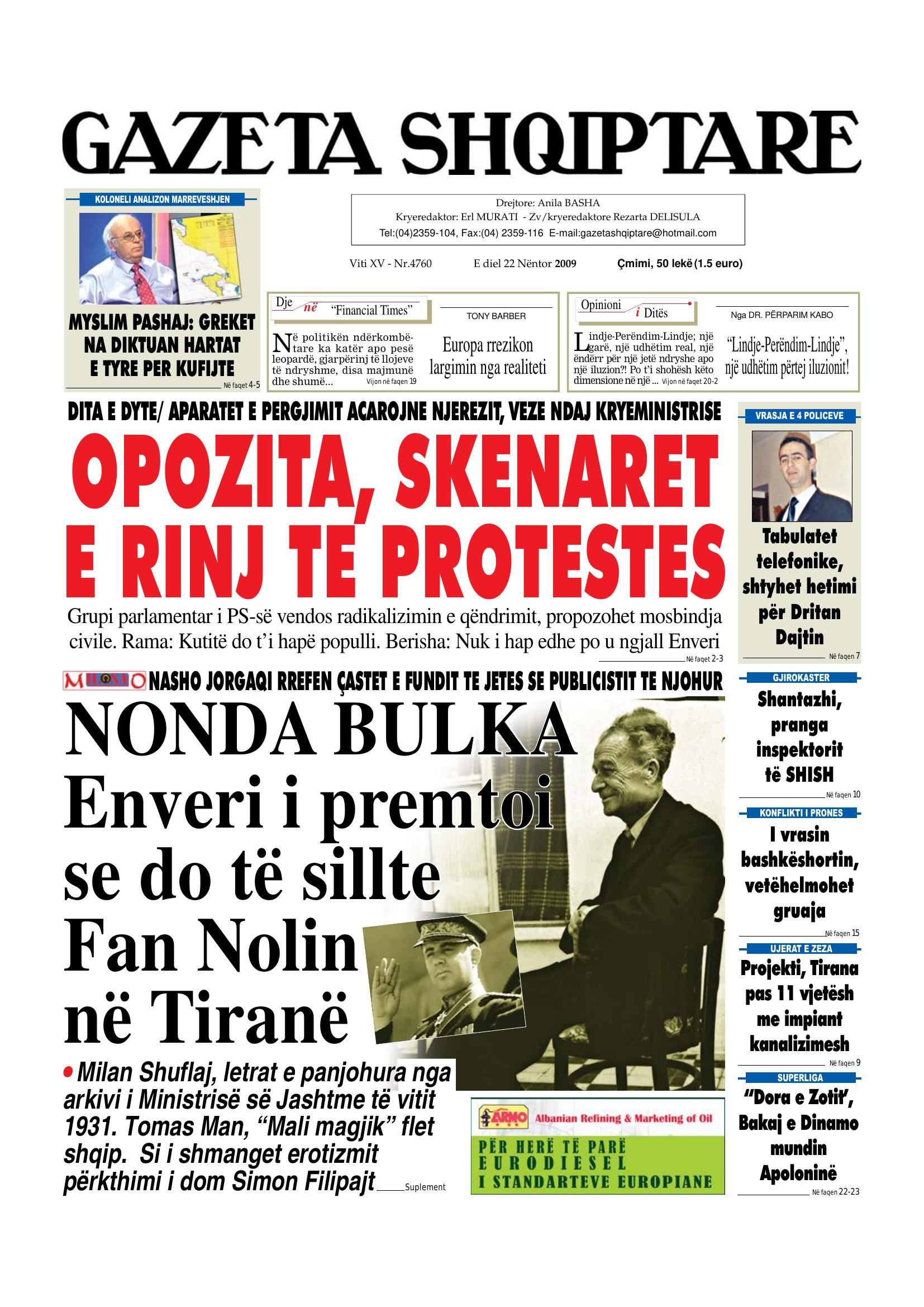 Gazeta Shqiptare 2009-11-22