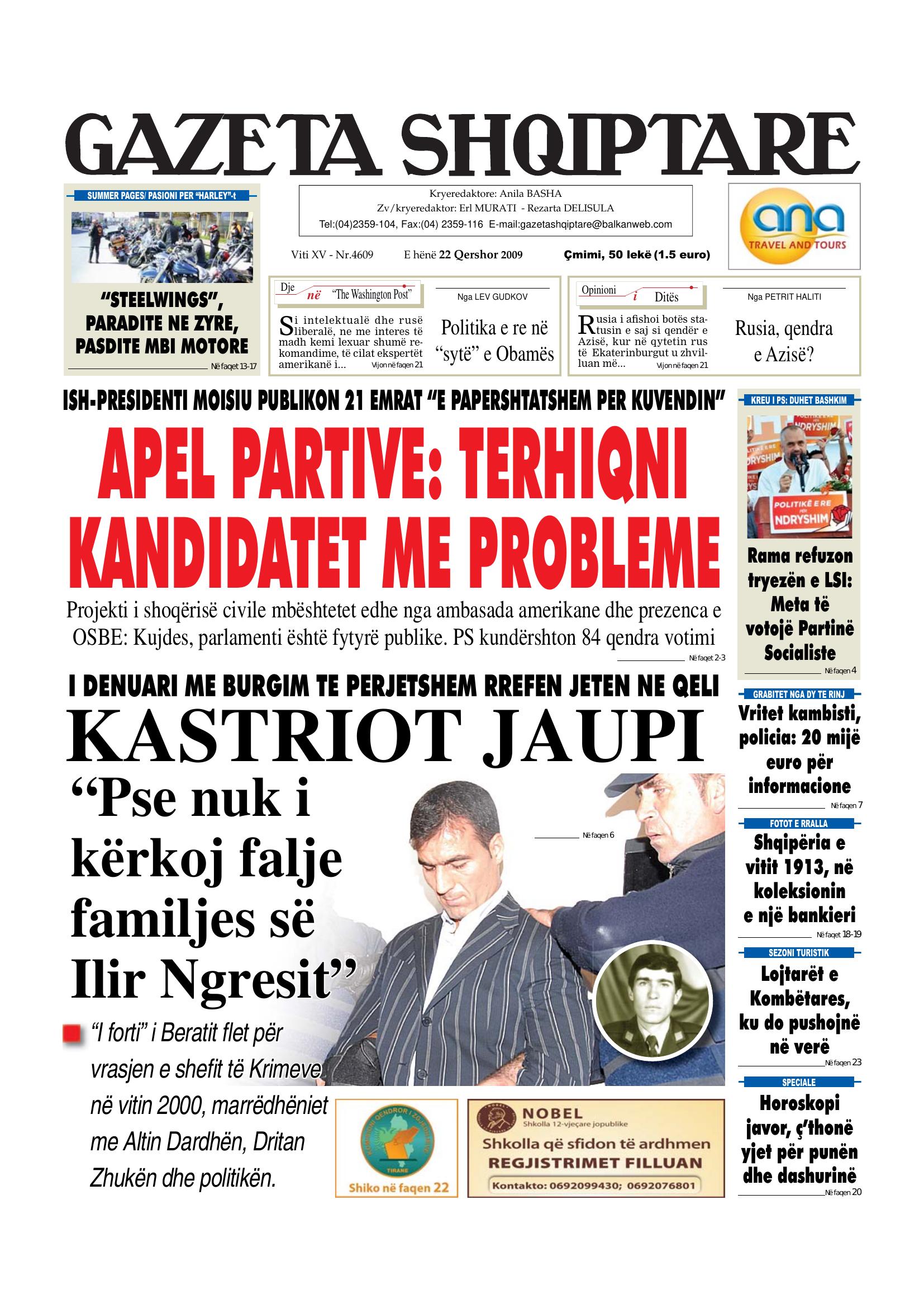 Gazeta Shqiptare 2009-06-22